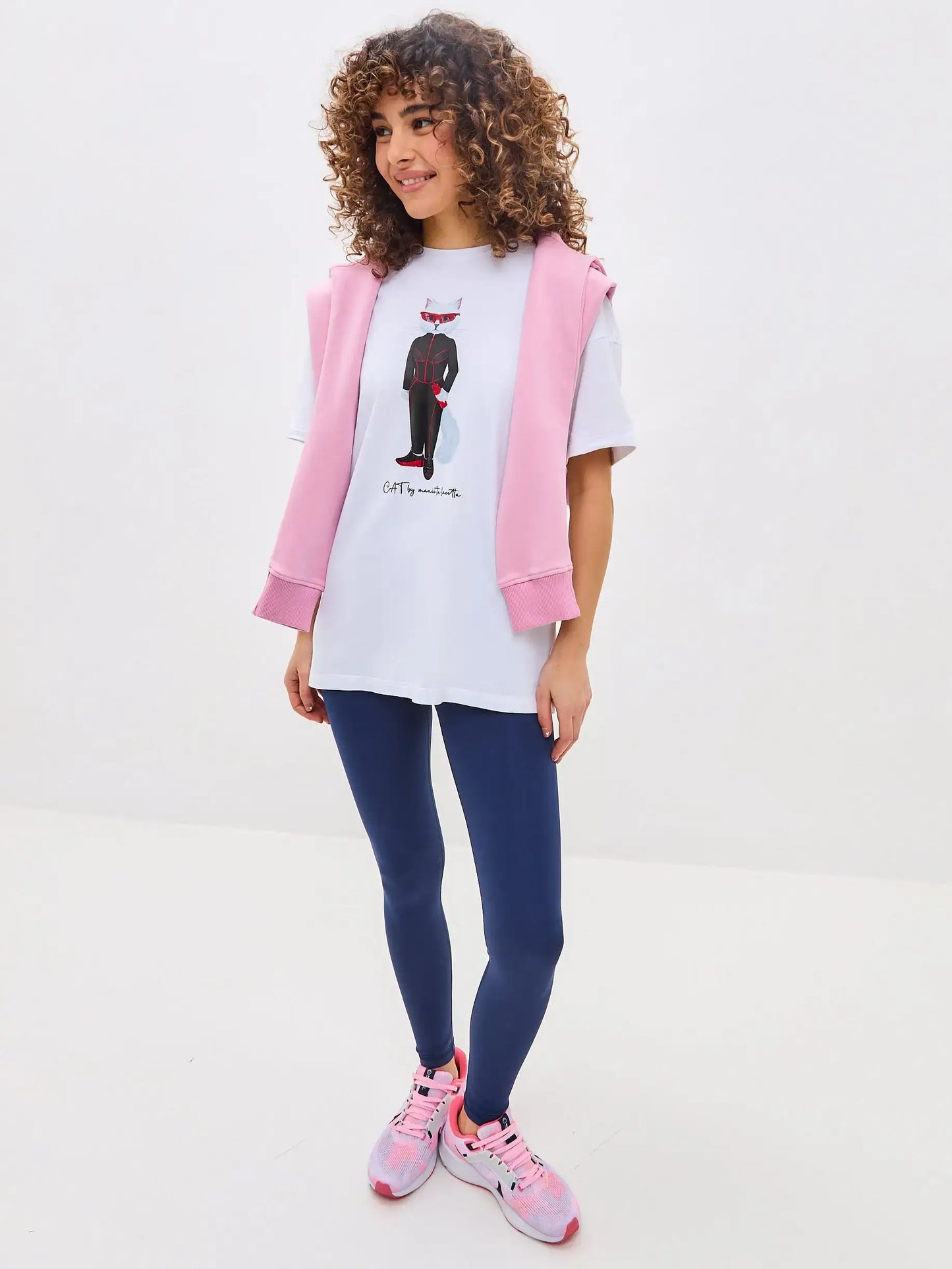 White Printed oversized T-shirt SPORT CAT - T-shirt