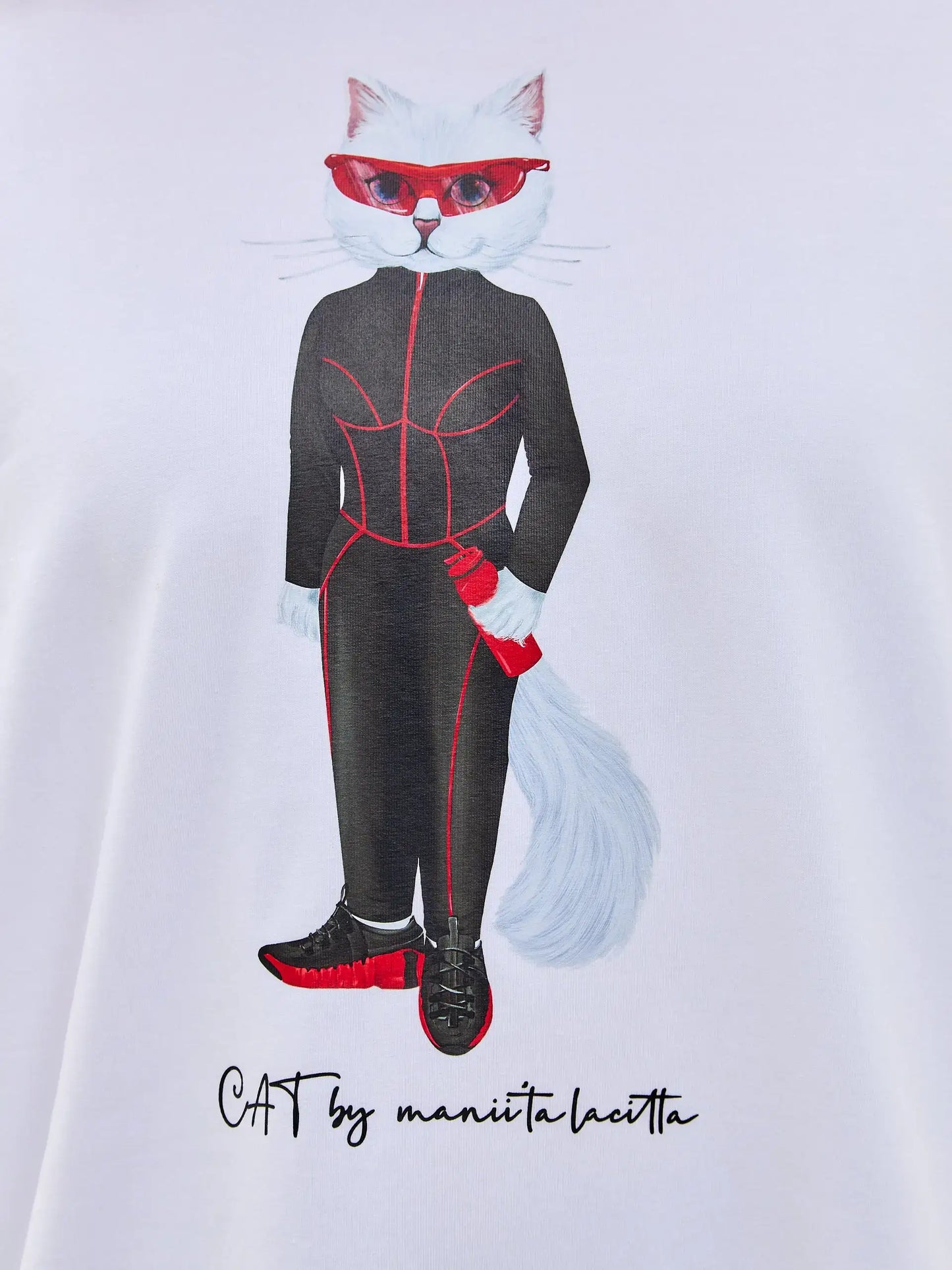White Printed oversized T-shirt SPORT CAT - T-shirt
