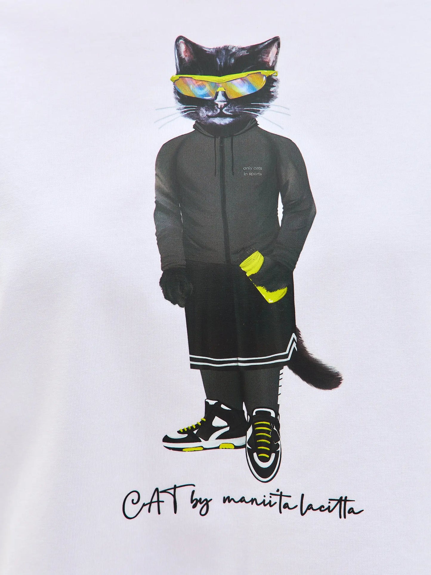 White short oversized t-shirt sport cat - Funny Cat T-shirt | For Cat Lovers | CAT by maniita lacitta