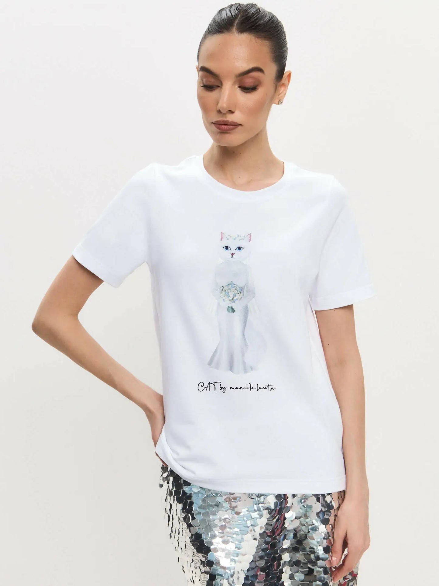 White t-shirt bride cat - Funny Cat T-shirt | For Cat Lovers | CAT by maniita lacitta