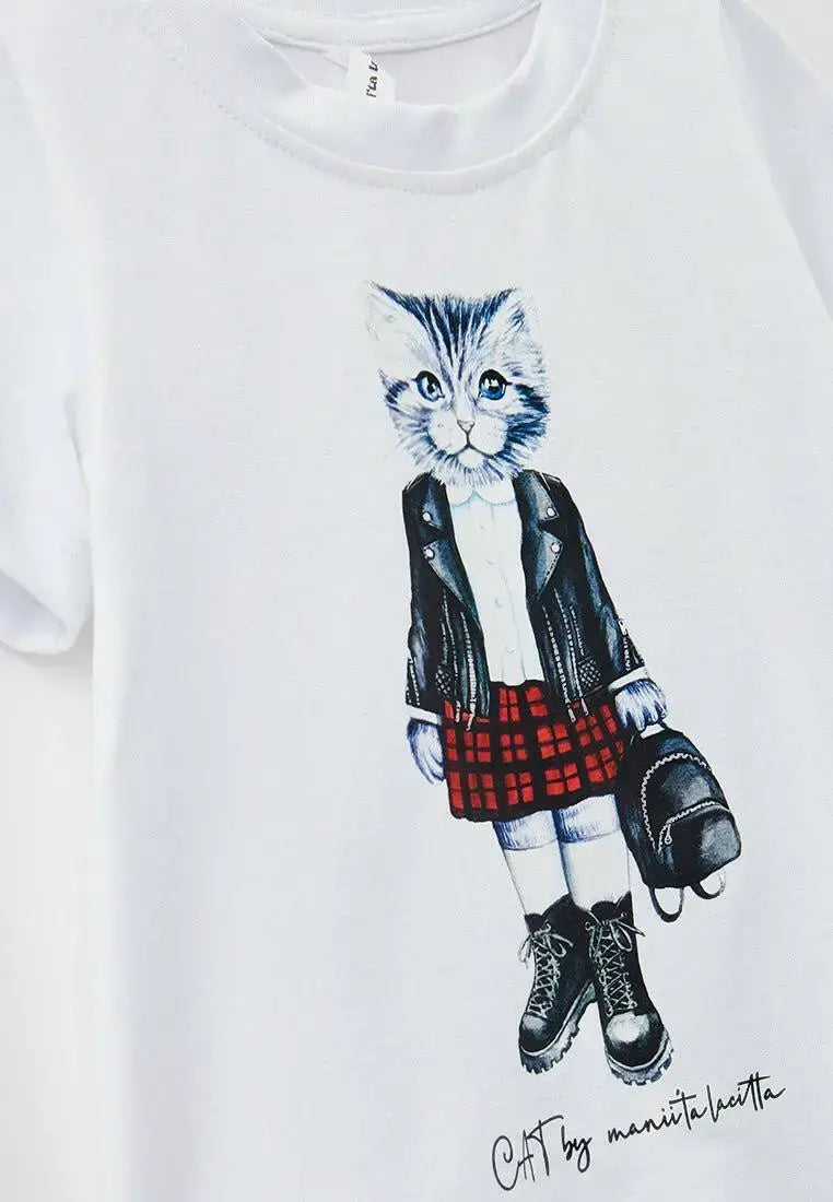 White t-shirt kitty - Funny Cat T-shirt | For Cat Lovers | CAT by maniita lacitta