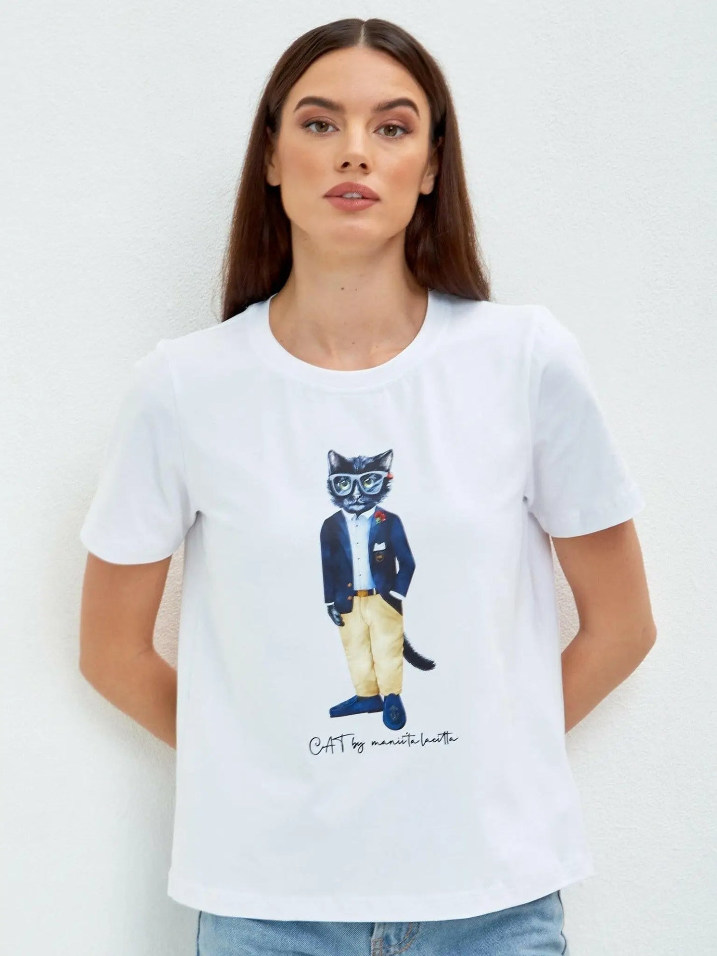 White t-shirt regatta cat - Funny Cat T-shirt | For Cat Lovers | CAT by maniita lacitta