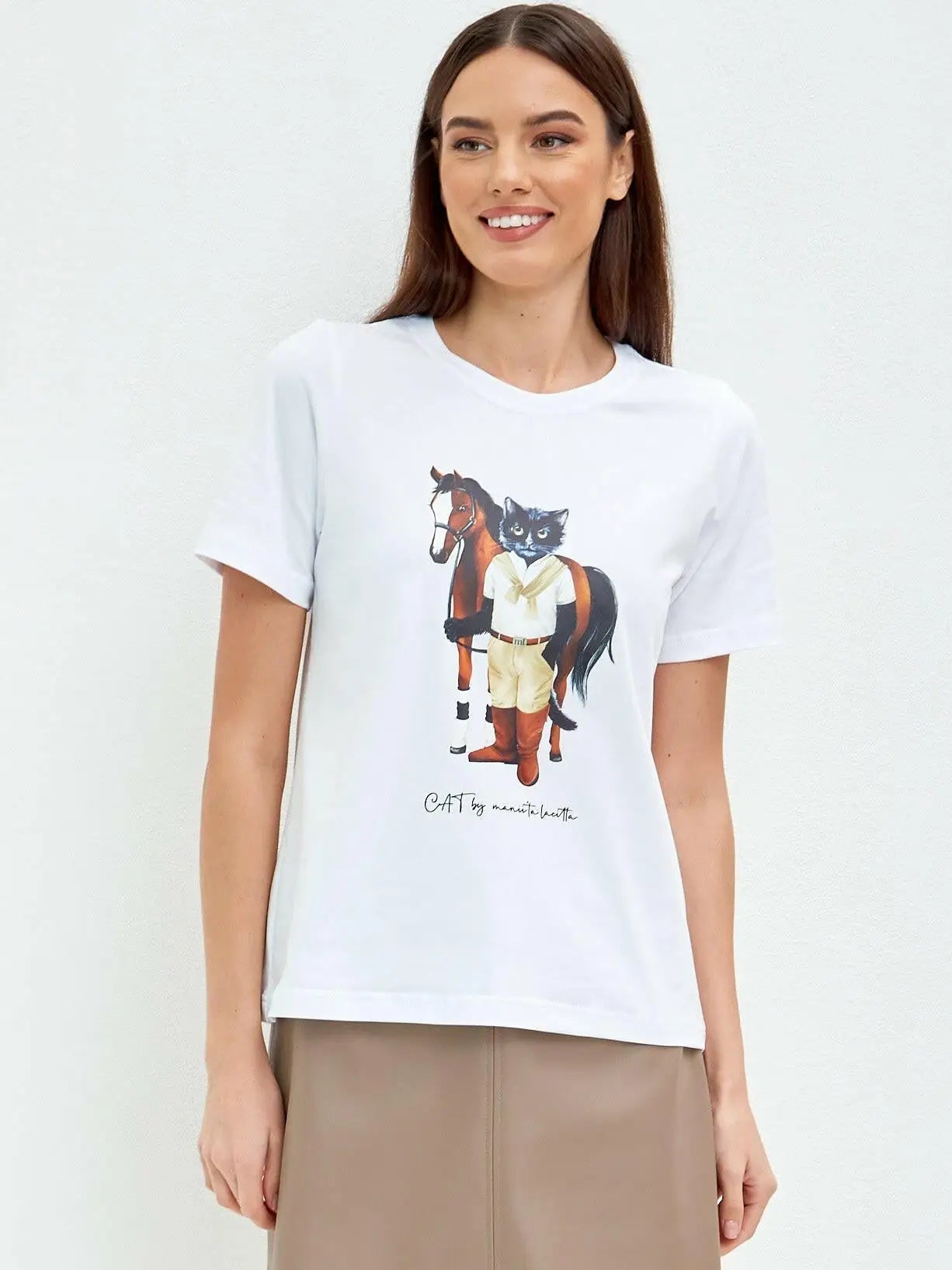 White t shirt rider cat Funny Cat T shirt | For Cat Lovers | CAT by maniita lacitta