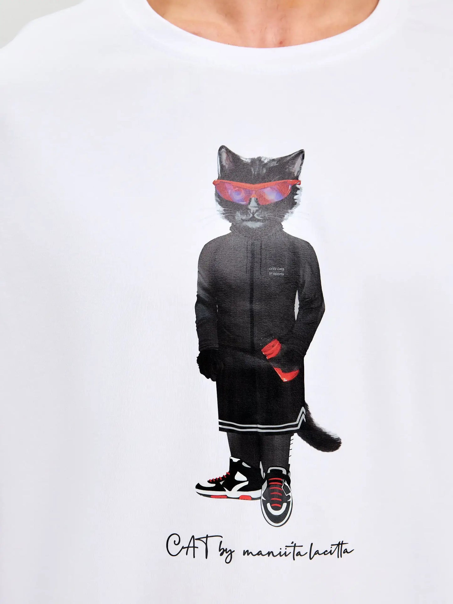 White Printed T-shirt SPORT CAT - T-shirt