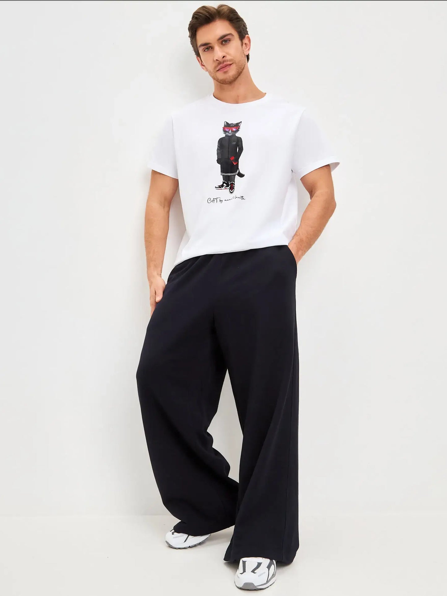 White Printed T-shirt SPORT CAT - T-shirt