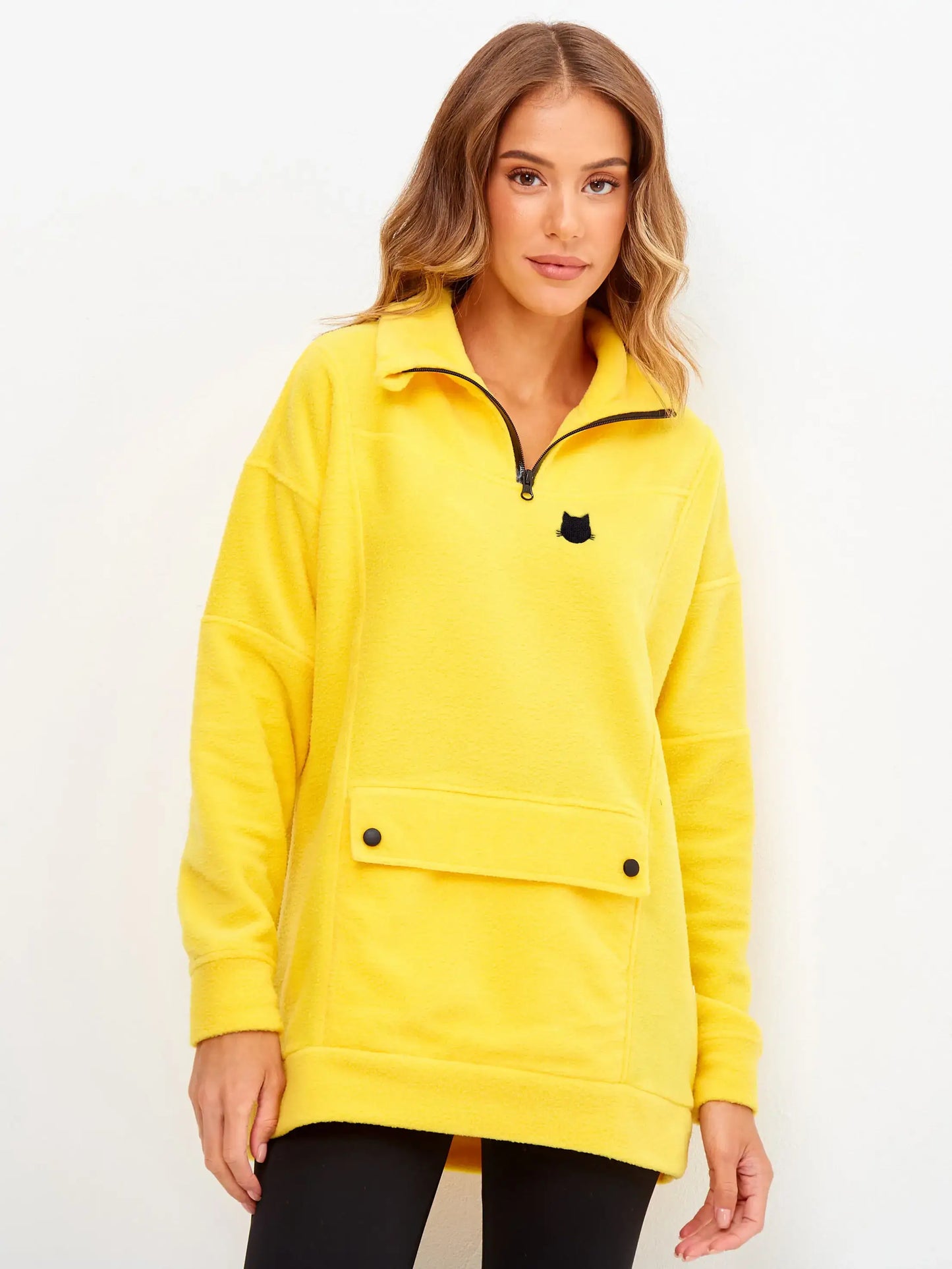 Yellow Fleece sweatshirt CATFLEES - Fleece (recycled)
