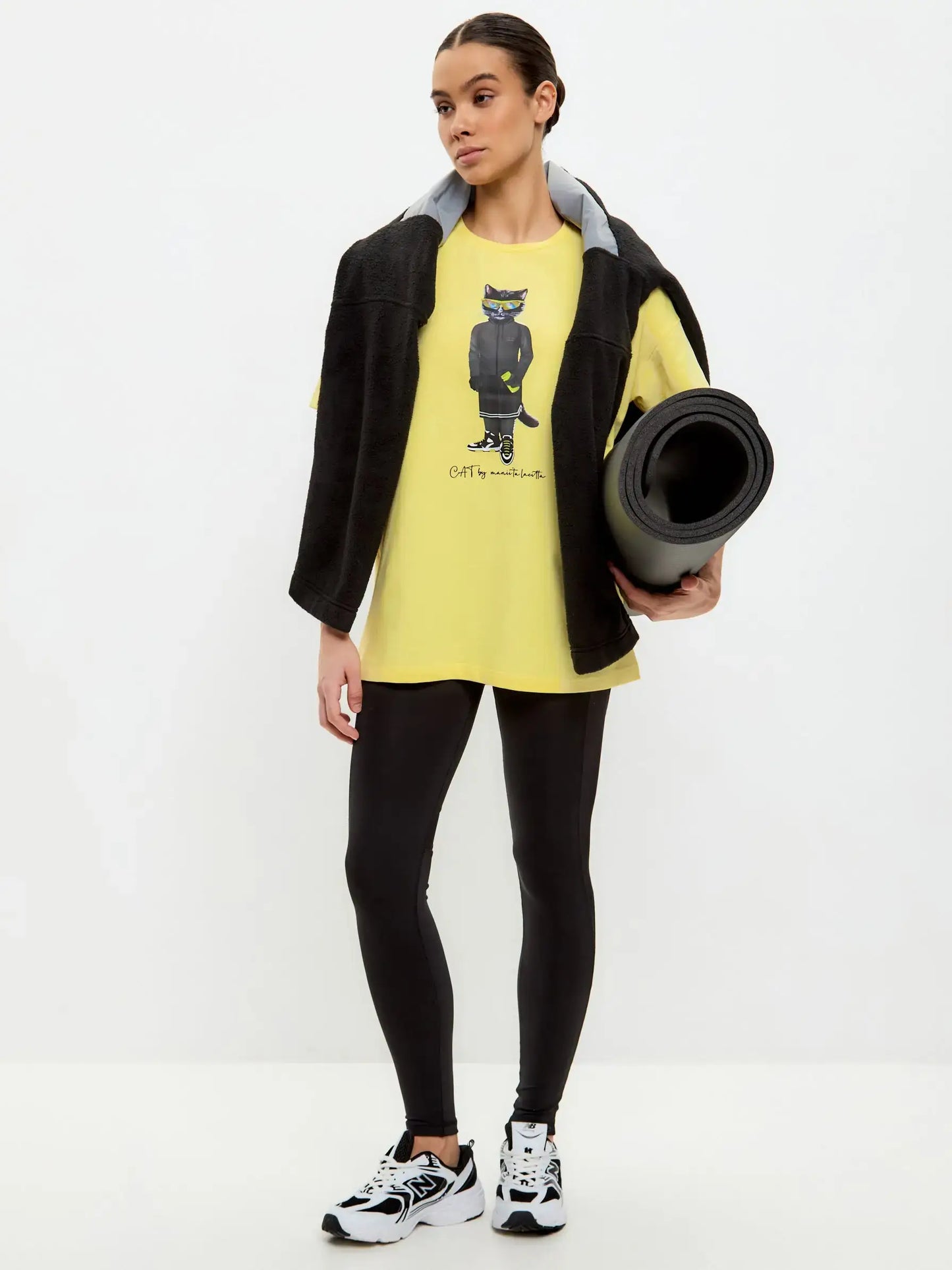 Yellow Printed oversized T-shirt SPORT CAT - T-shirt