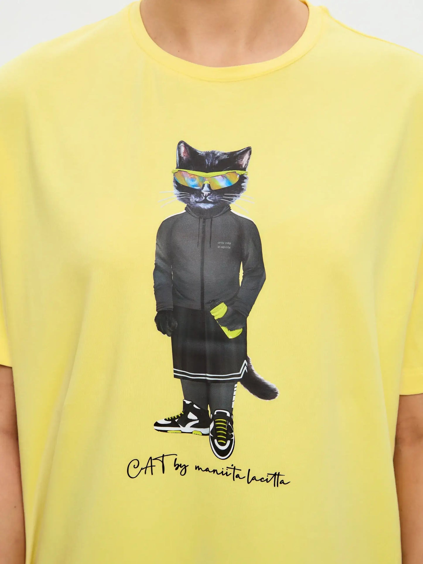 Yellow Printed oversized T-shirt SPORT CAT - T-shirt