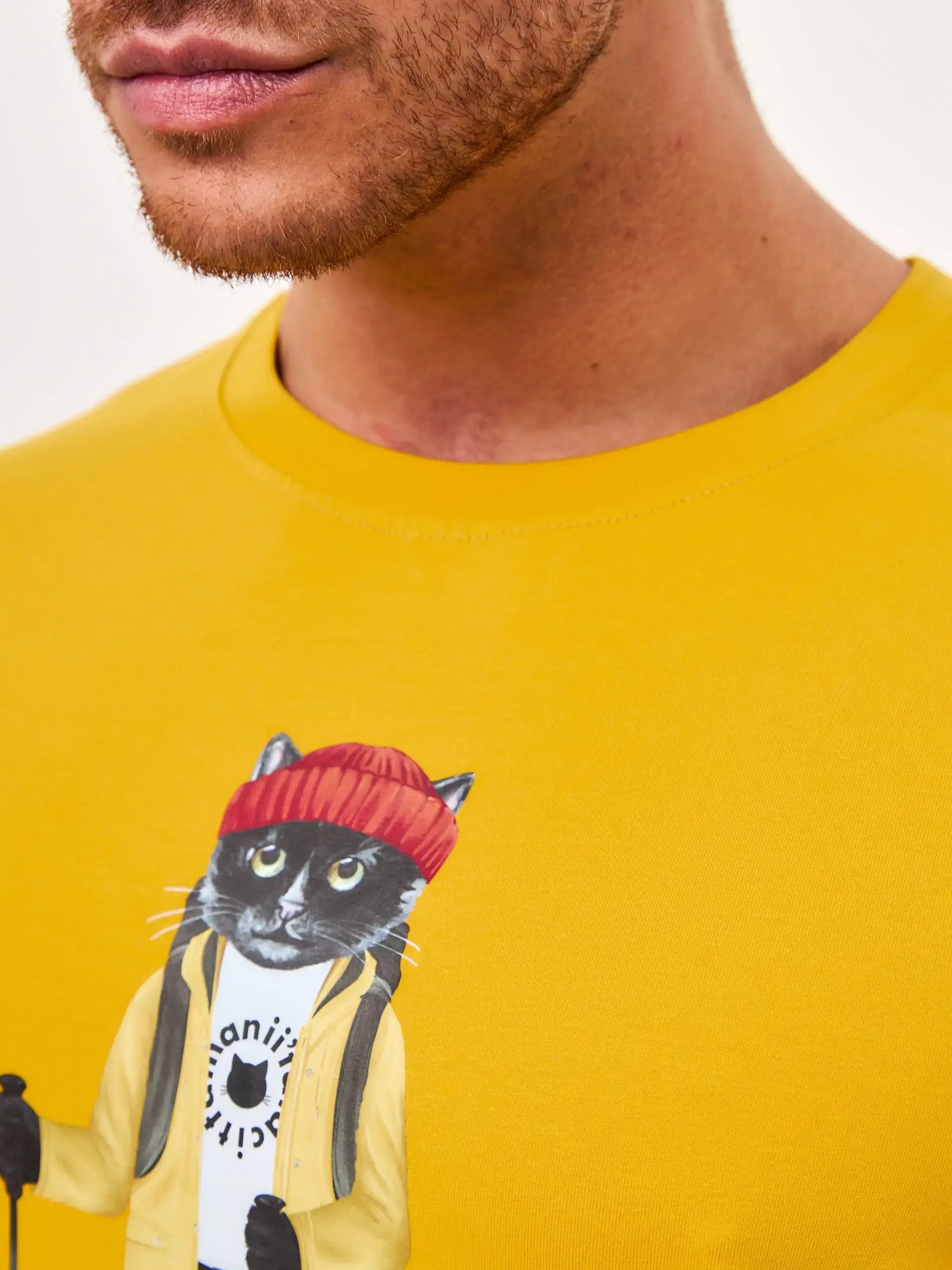 Yellow t-shirt hiking cat - Funny Cat T-shirt | For Cat Lovers | CAT by maniita lacitta