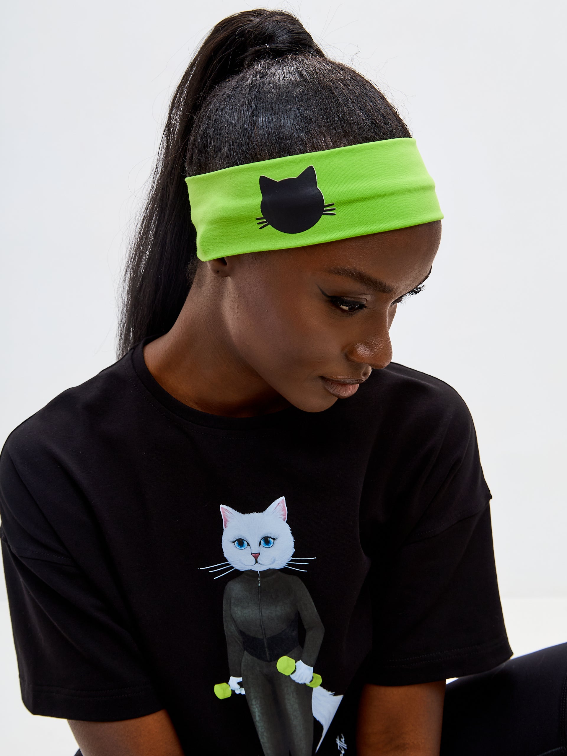 Green Headband with CAT - One size / Green / Regular