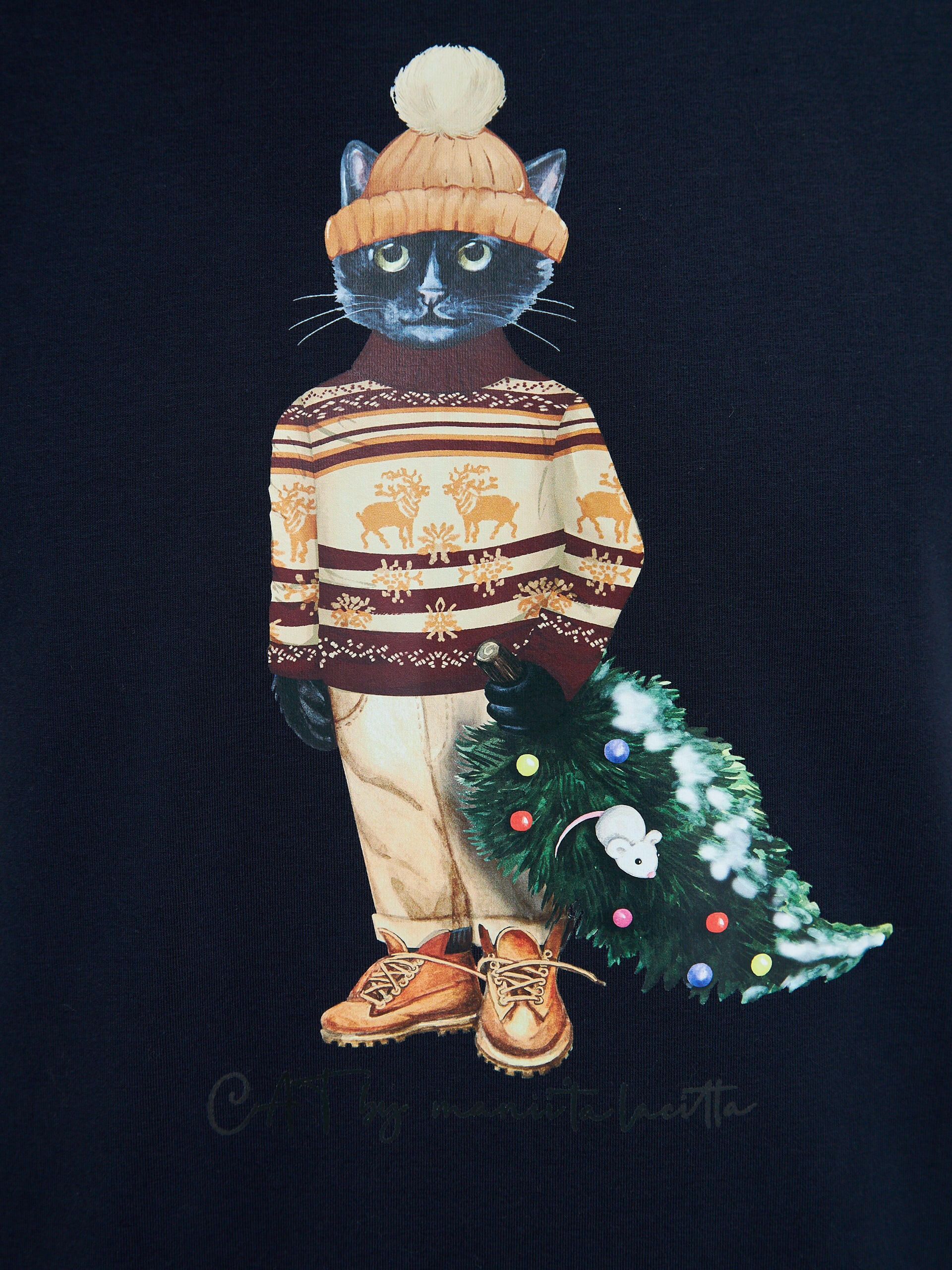 Printed T-shirt CHRISTMAS CAT  Maniita Lacitta.