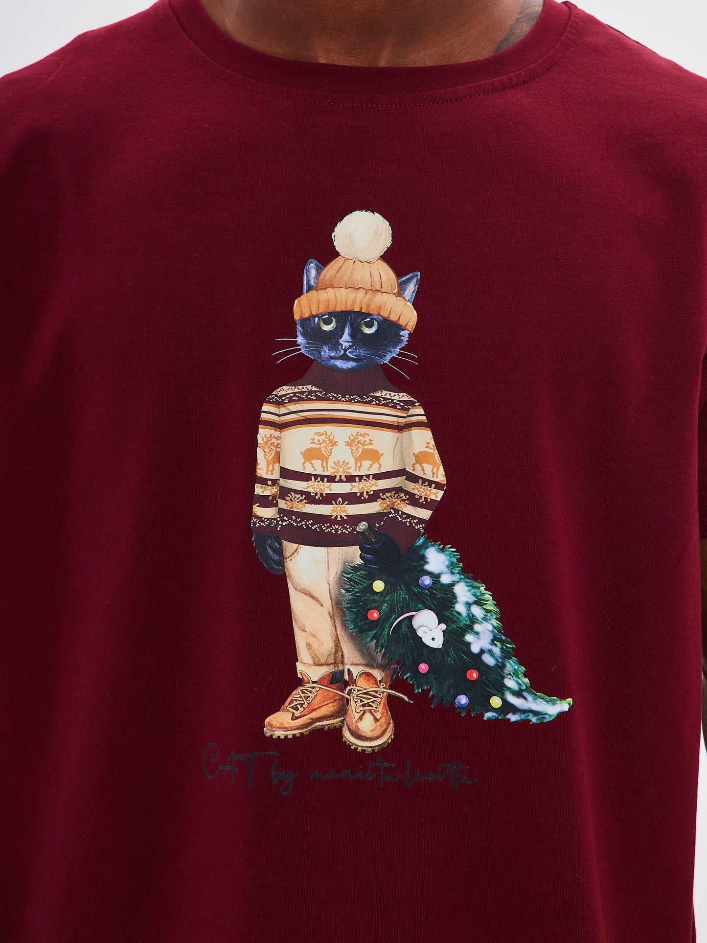 Printed T-shirt CHRISTMAS CAT  Maniita Lacitta.