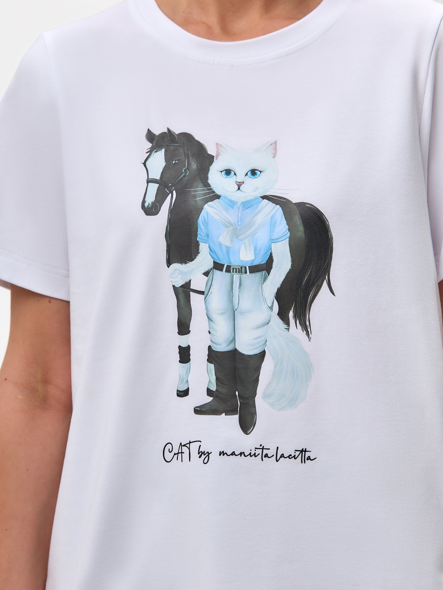 Blue Printed T-krekls RIDER CAT