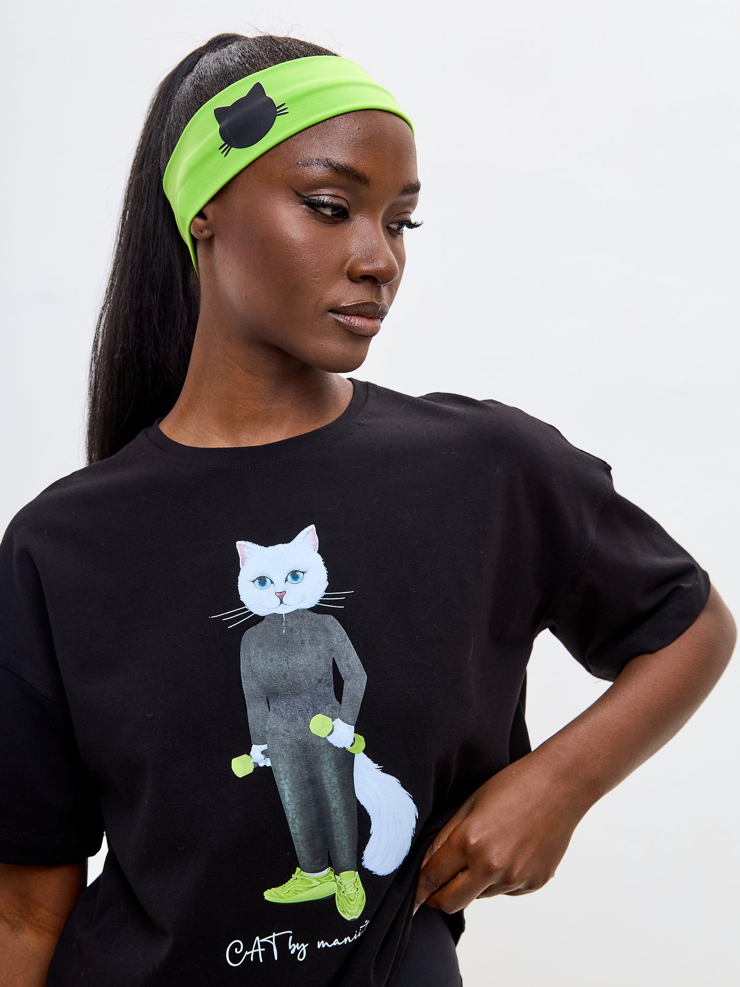 Green Headband with CAT - One size / Green / Regular