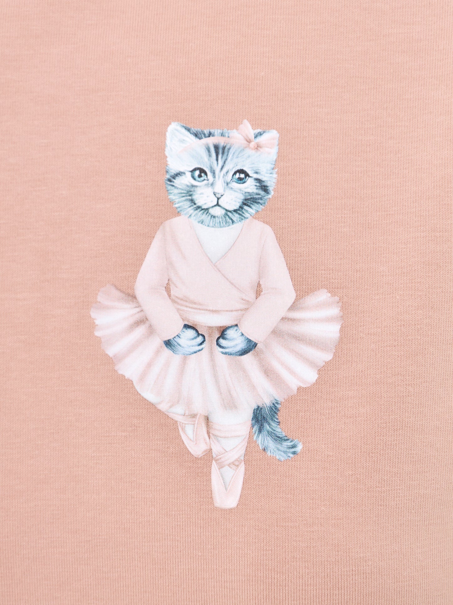 Set: women's soft pink T-shirt with a Ballerina Kitten and a black mesh maxi skirt