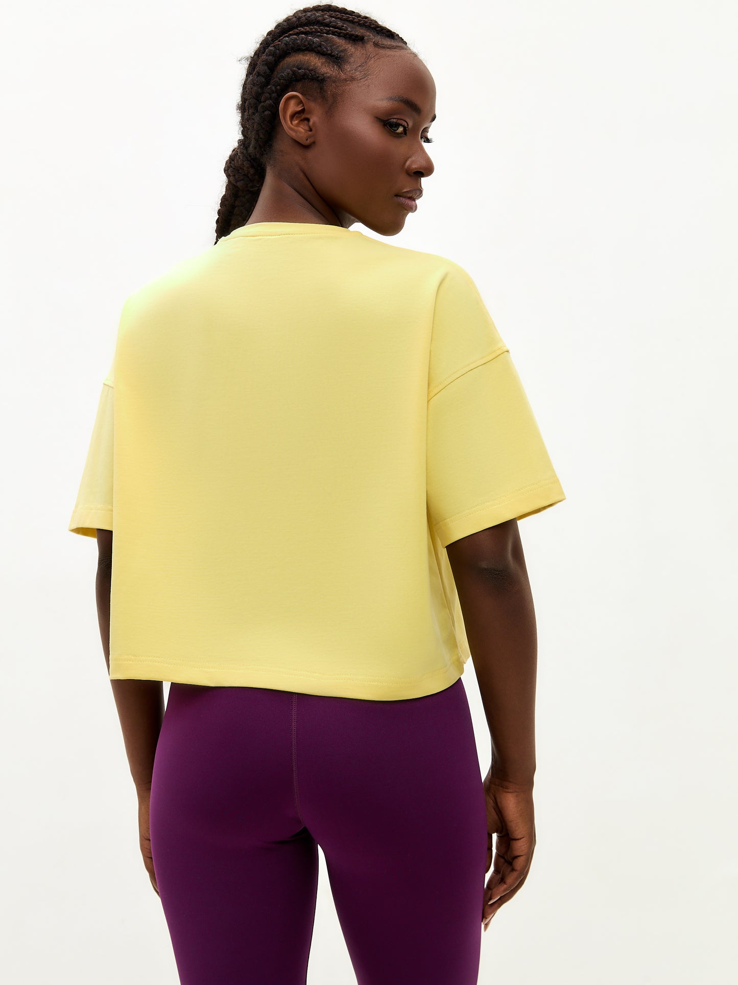 SPORT set: purple leggins and yellow printed oversized T-shirt with Cat print