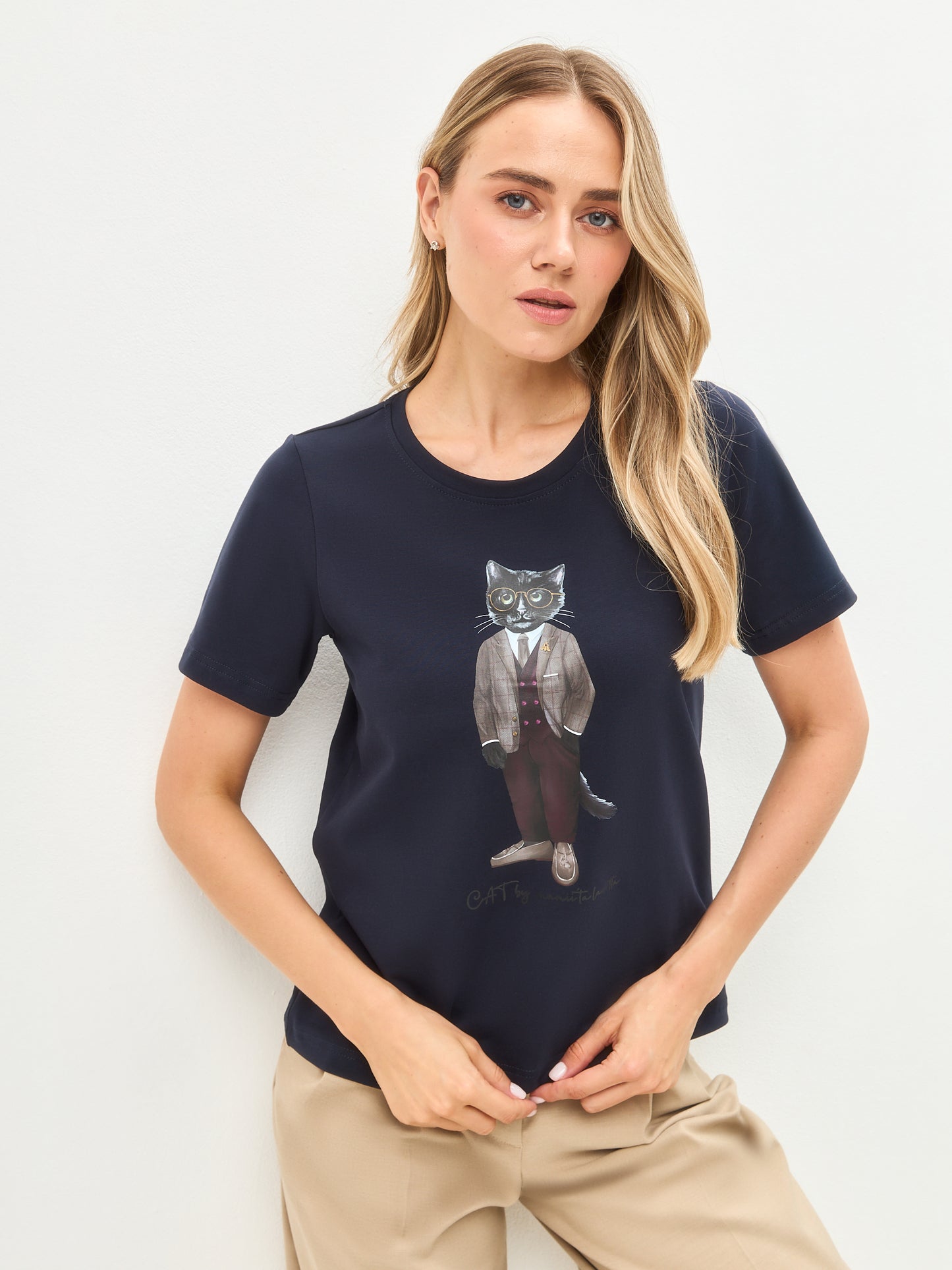 Blue Printed T-krekls PROFESSOR CAT