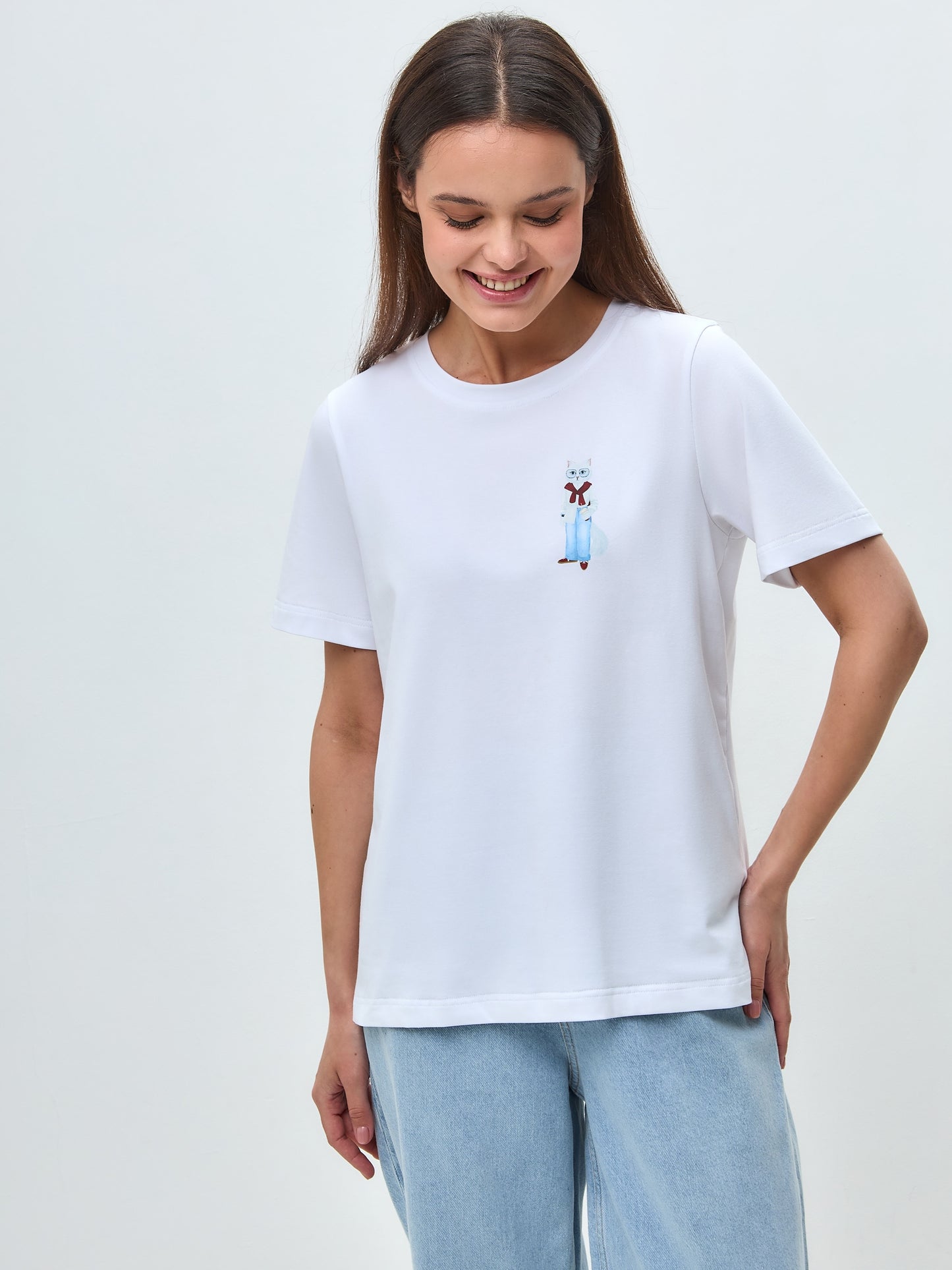 White Printed T-shirt COFFEE CAT - T-shirt