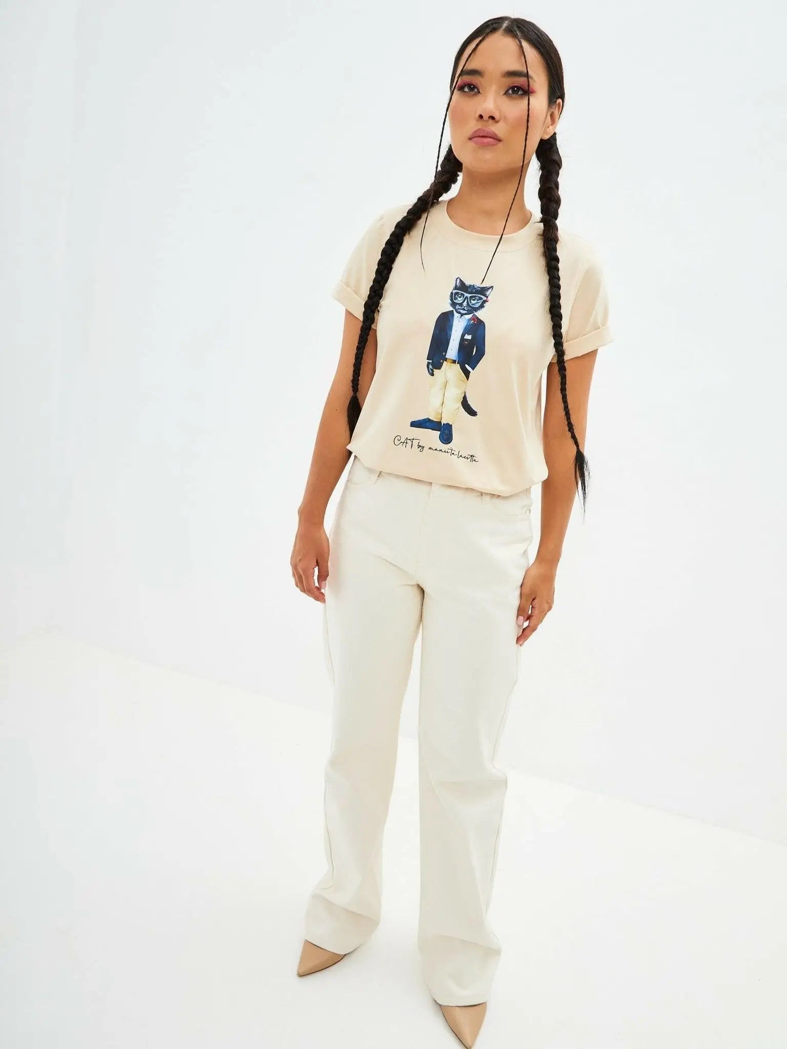Beige t-shirt regatta cat - Funny Cat T-shirt | For Cat Lovers | CAT by maniita lacitta