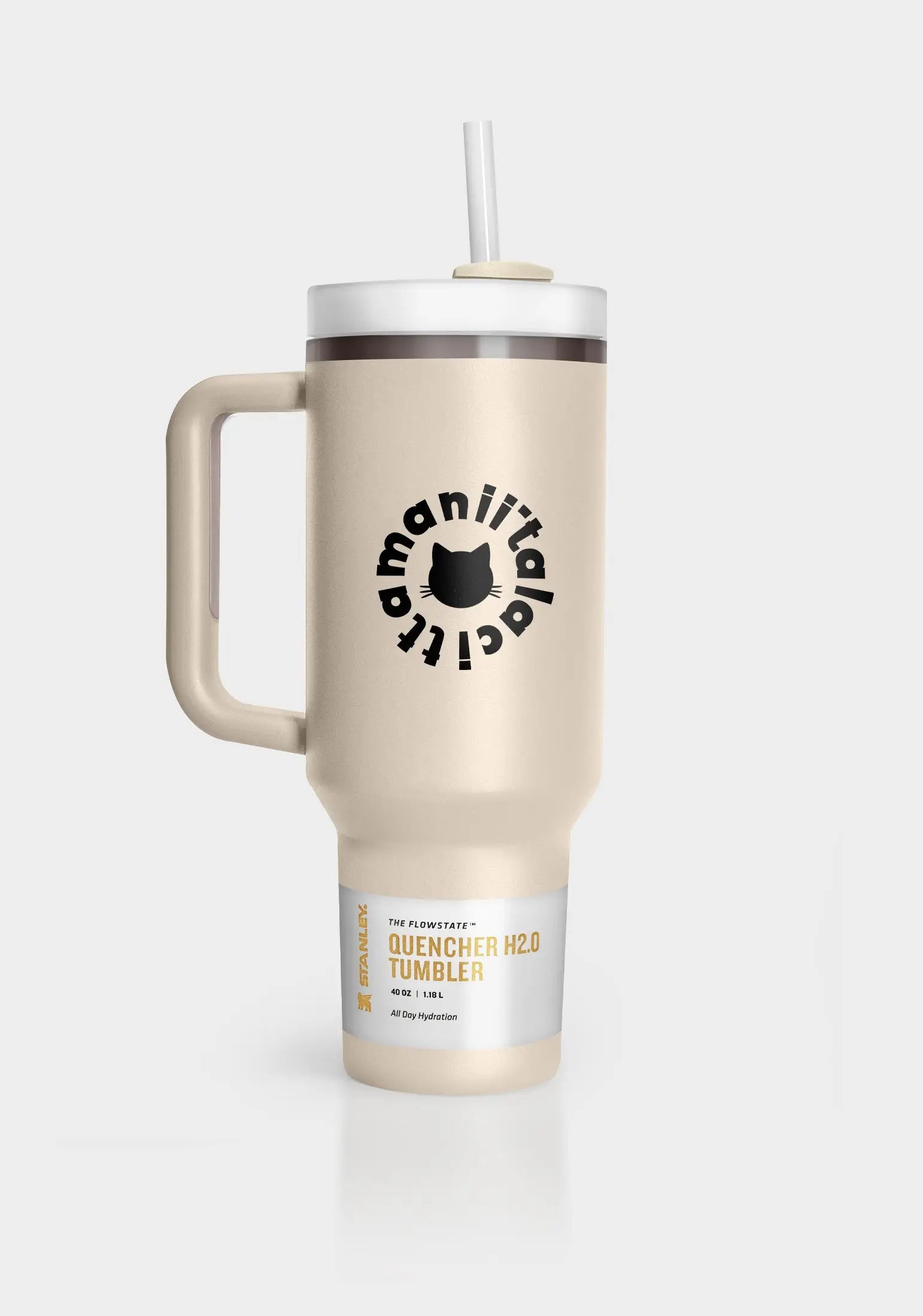 Beige thermos bottle with cat by maniita lacitta - Funny Cat | For Cat Lovers | CAT by maniita lacitta