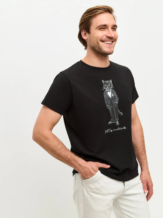 Black t-shirt groom cat - Funny Cat T-shirt | For Cat Lovers | CAT by maniita lacitta