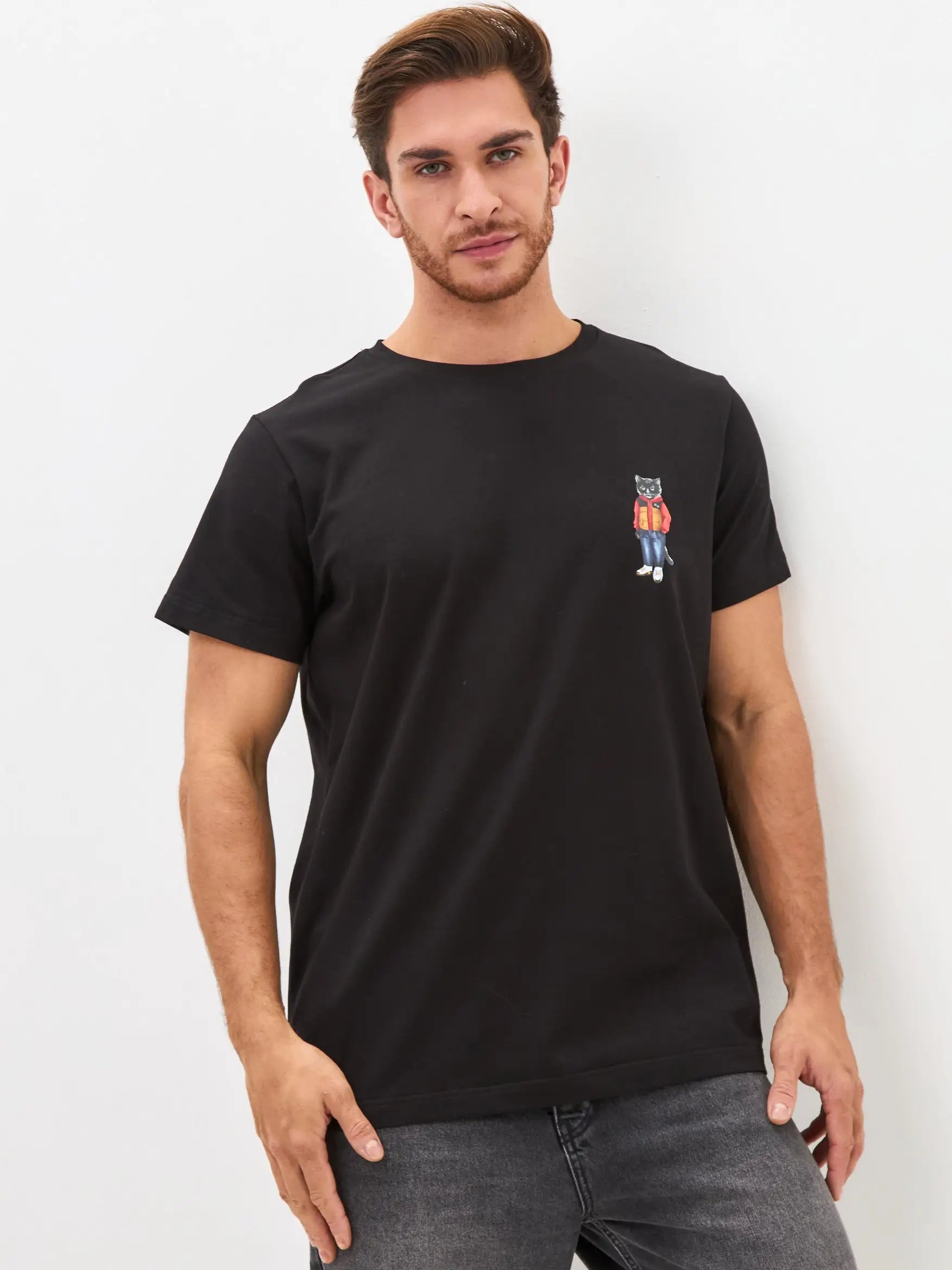 Black t-shirt sport casual cat - Funny Cat T-shirt | For Cat Lovers | CAT by maniita lacitta