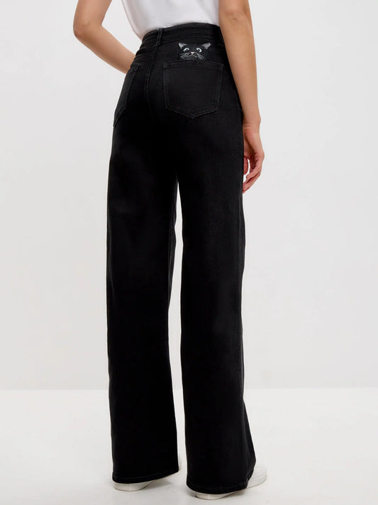 Black women’s jeans - Funny Cat Bottom | For Cat Lovers | CAT by maniita lacitta