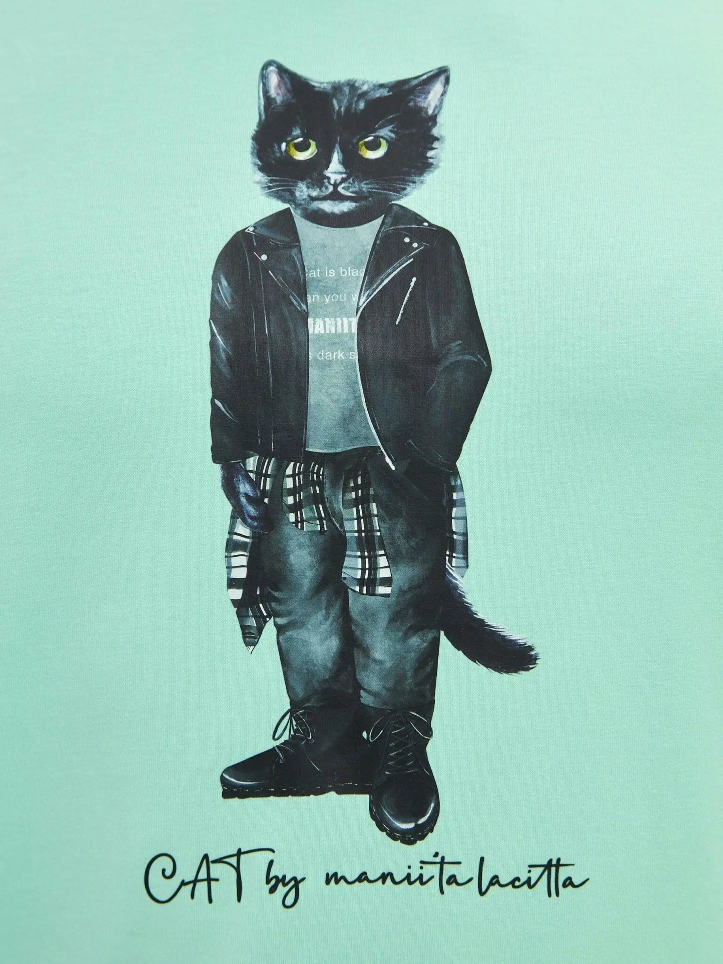 Blue printed t-shirt rocker cat - Funny Cat T-shirt | For Cat Lovers | CAT by maniita lacitta