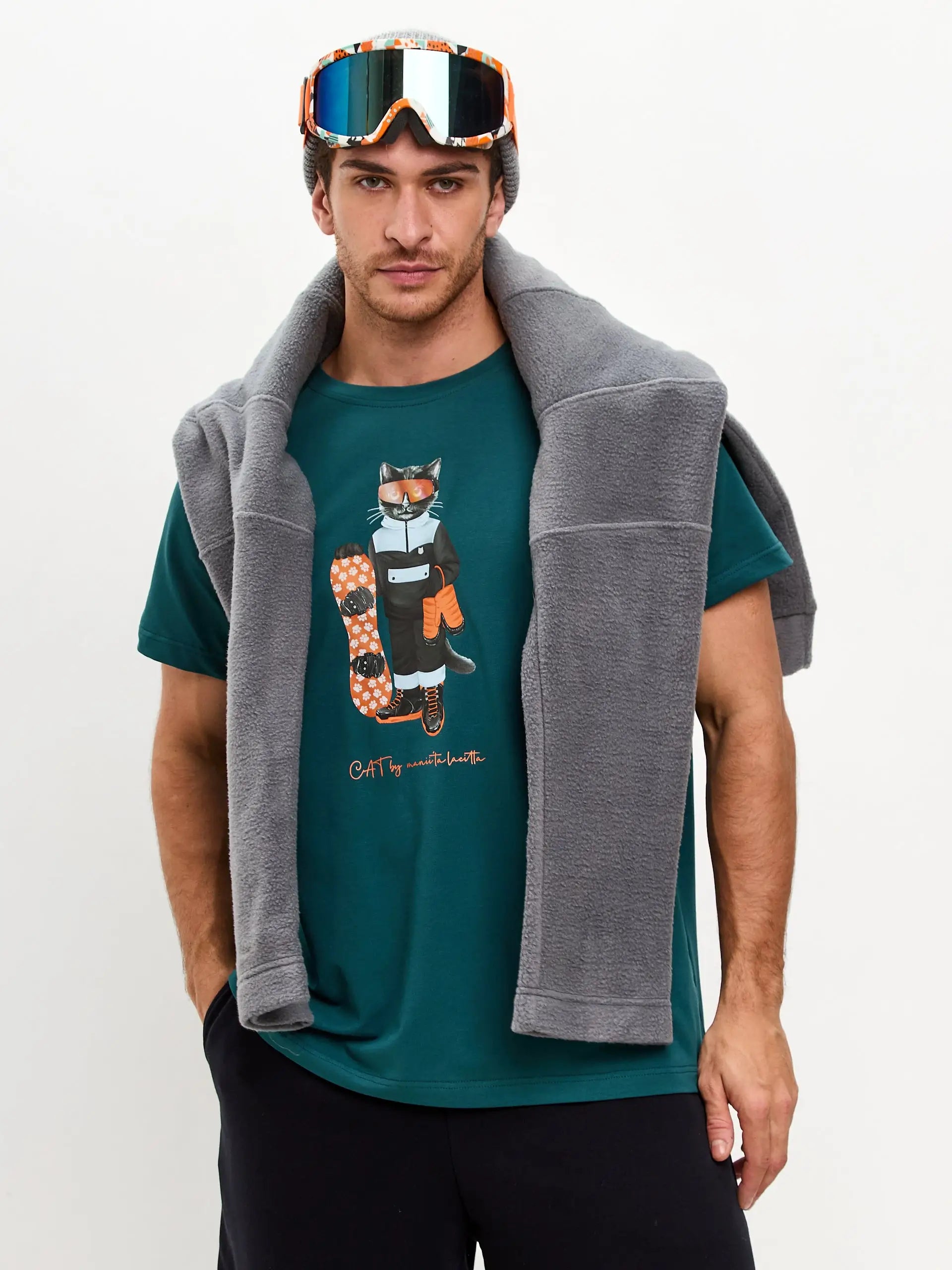 Blue t-shirt snowboard cat - Funny Cat T-shirt | For Cat Lovers | CAT by maniita lacitta
