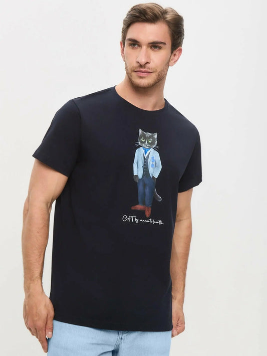 Blue t-shirt suit cat - Funny Cat T-shirt | For Cat Lovers | CAT by maniita lacitta