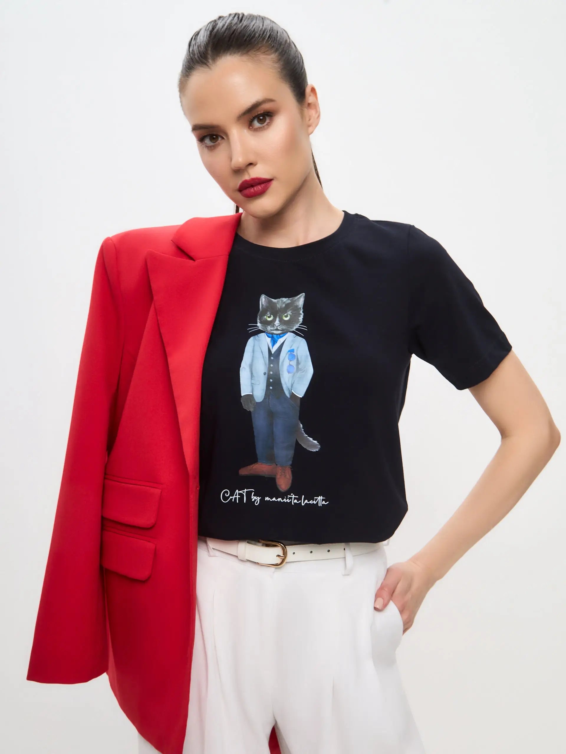 Blue t-shirt suit cat - Funny Cat T-shirt | For Cat Lovers | CAT by maniita lacitta