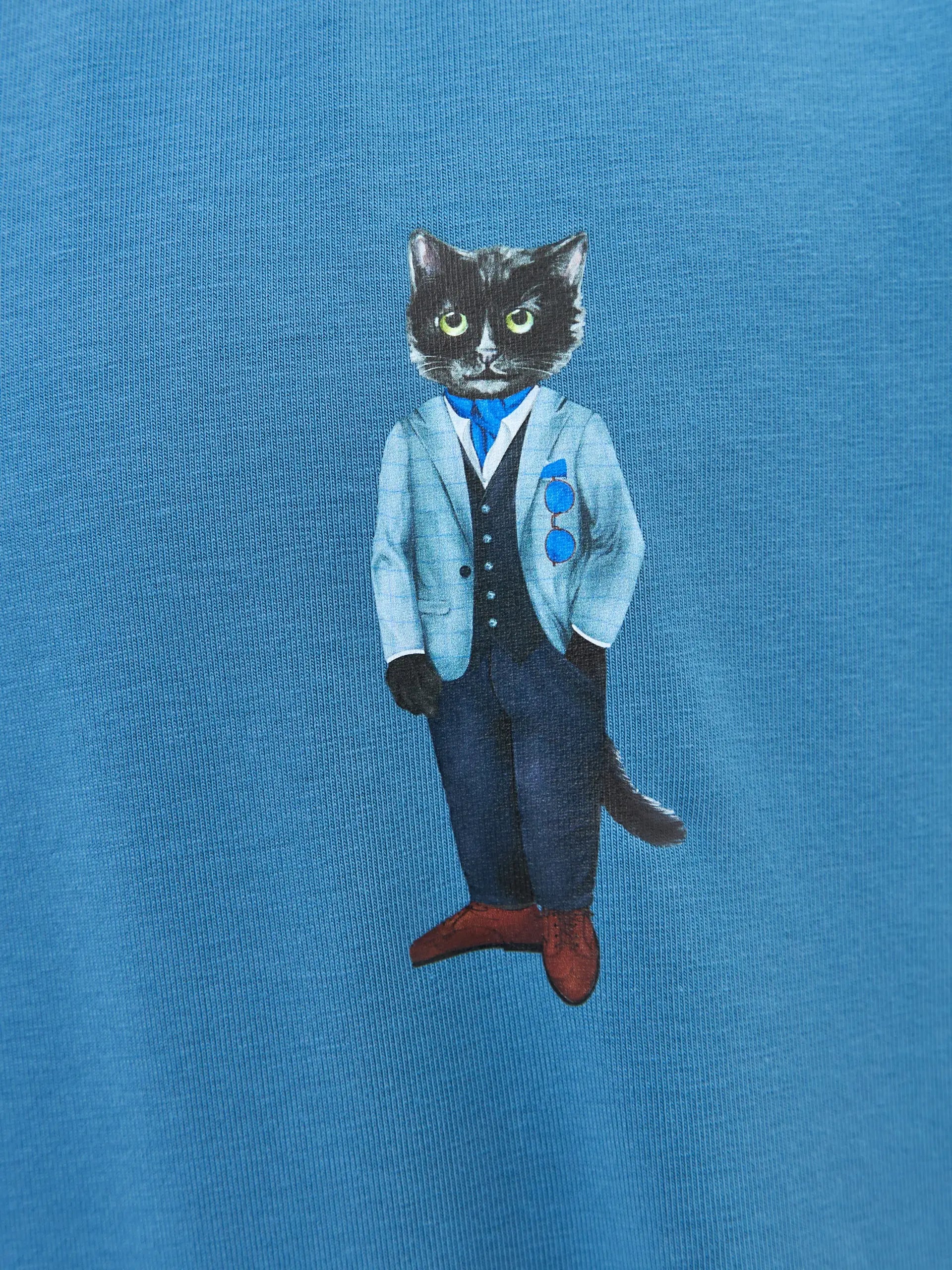 Blue Printed T-shirt SUIT CAT - T-shirt