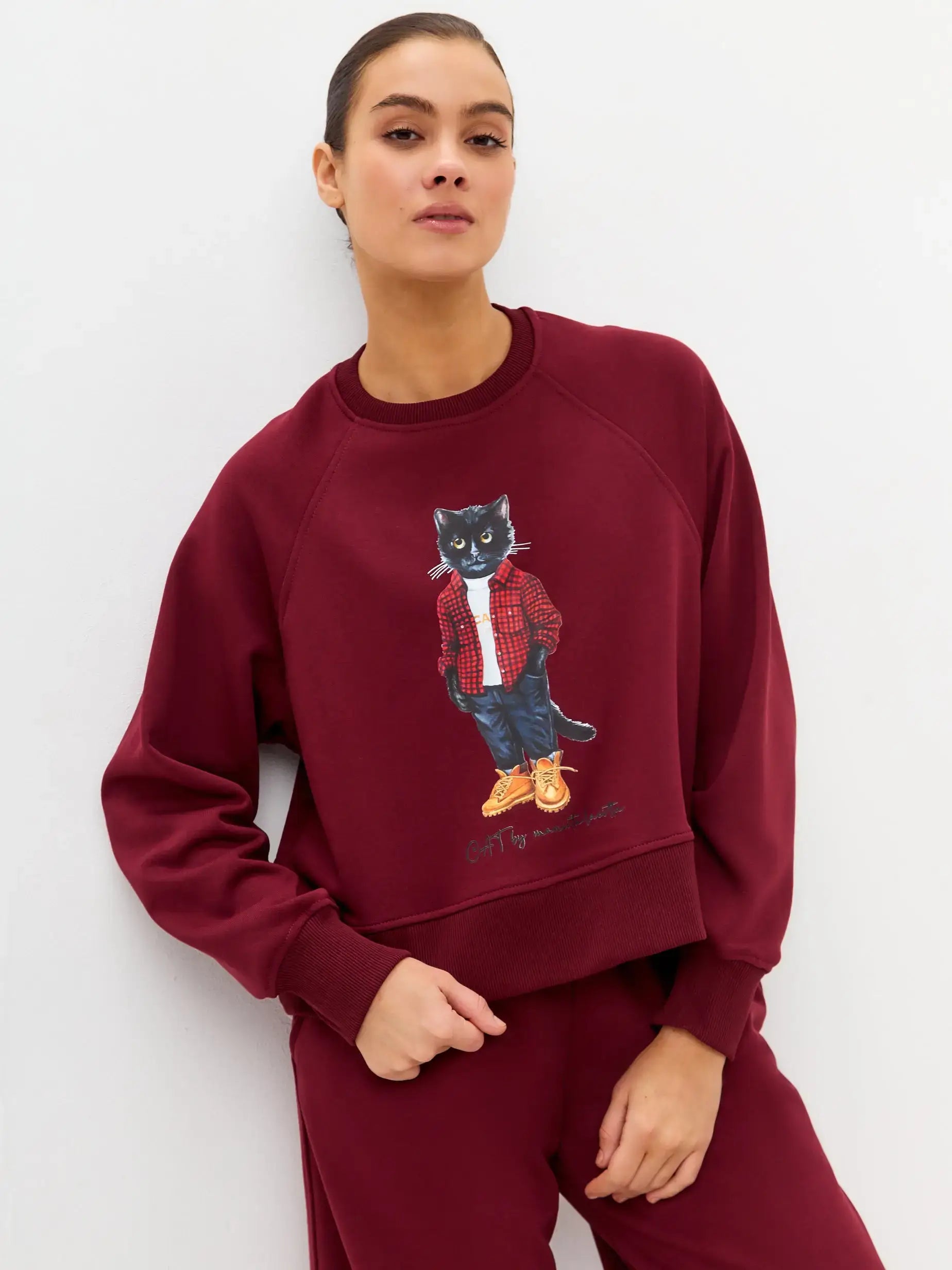 Burgundy sweatshirt country cat - Funny Cat Hoodie & sweatshirt | For Cat Lovers | CAT by maniita