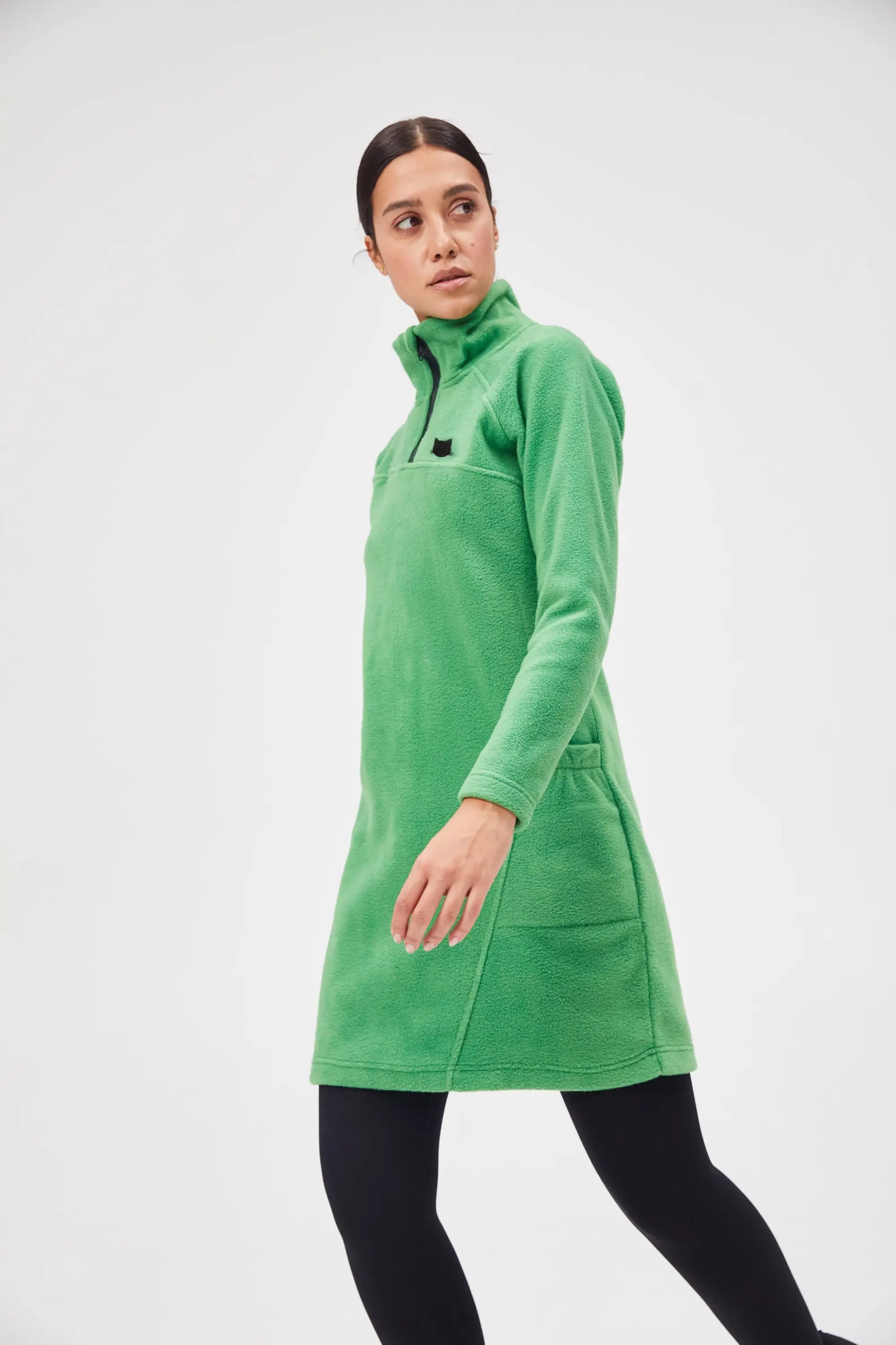 Green fleece dress - Funny Cat Fleece (recycled) | For Cat Lovers | CAT by maniita lacitta
