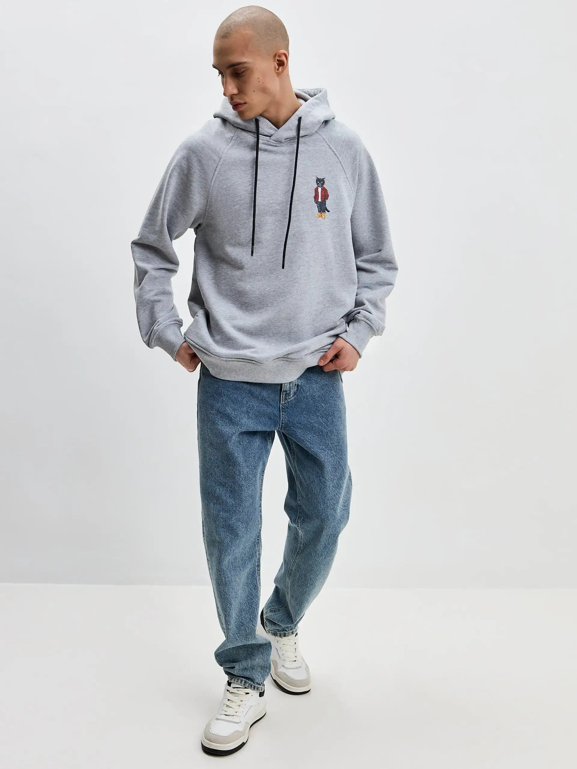 Grey Printed Hoodie COUNTRY CAT - Hoodie & sweatshirt