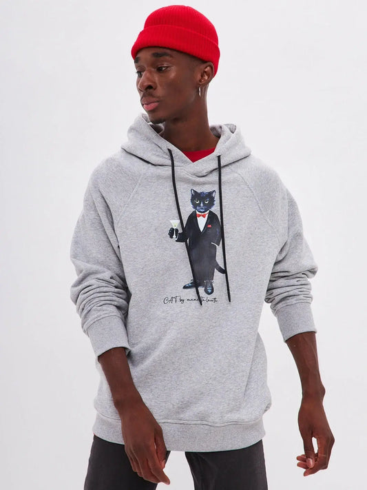 Grey hoodie dandy cat - Funny Cat Hoodie & sweatshirt | For Cat Lovers | CAT by maniita