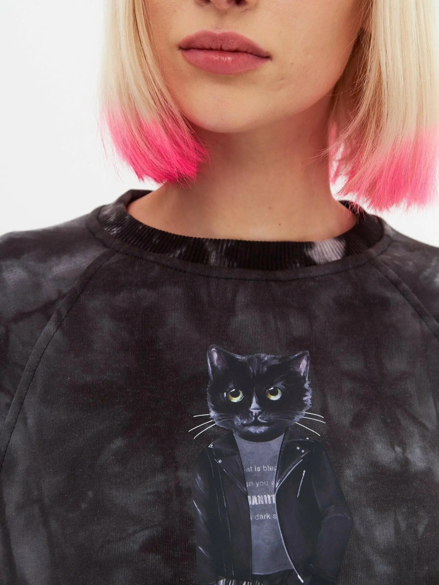 Grey printed sweatshirt rocker cat - Funny Cat Hoodie & sweatshirt | For Cat Lovers | CAT by maniita