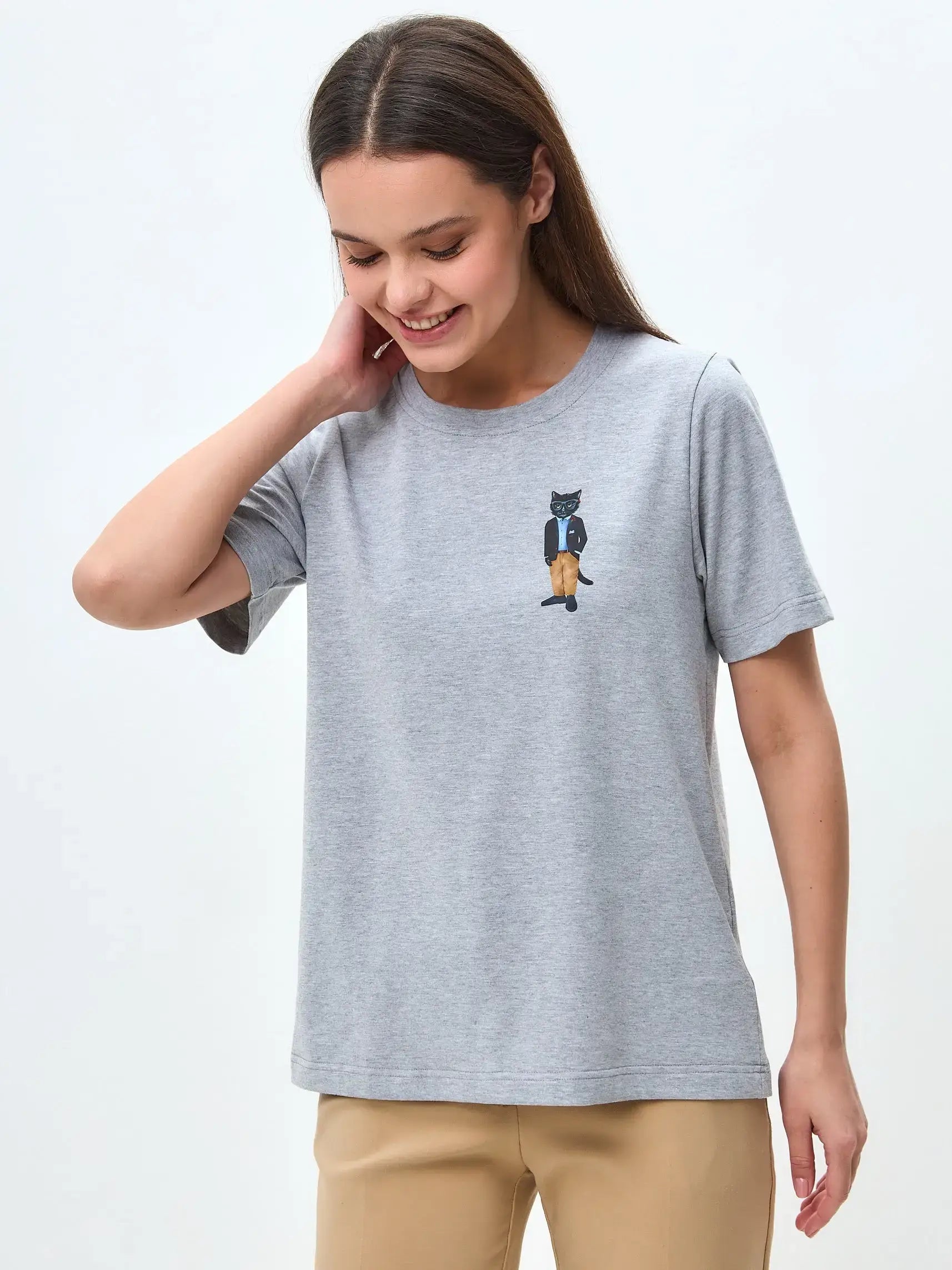 Grey Printed T-shirt REGATTA CAT - T-shirt