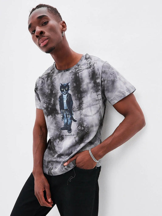 Grey t-shirt rocker cat - Funny Cat T-shirt | For Cat Lovers | CAT by maniita lacitta