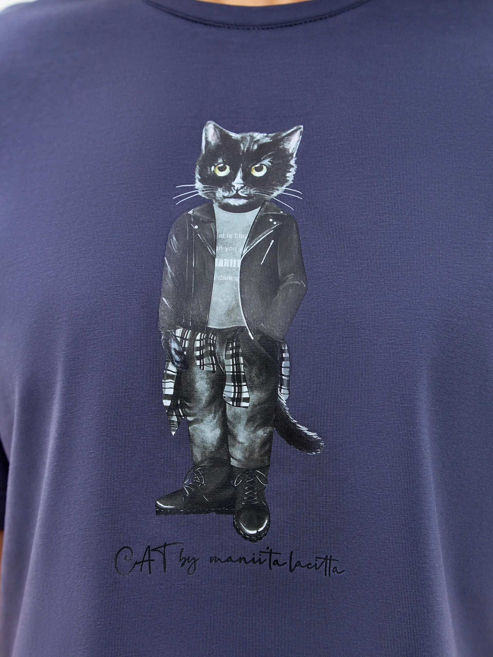 Grey Printed T-shirt ROCKER CAT - T-shirt
