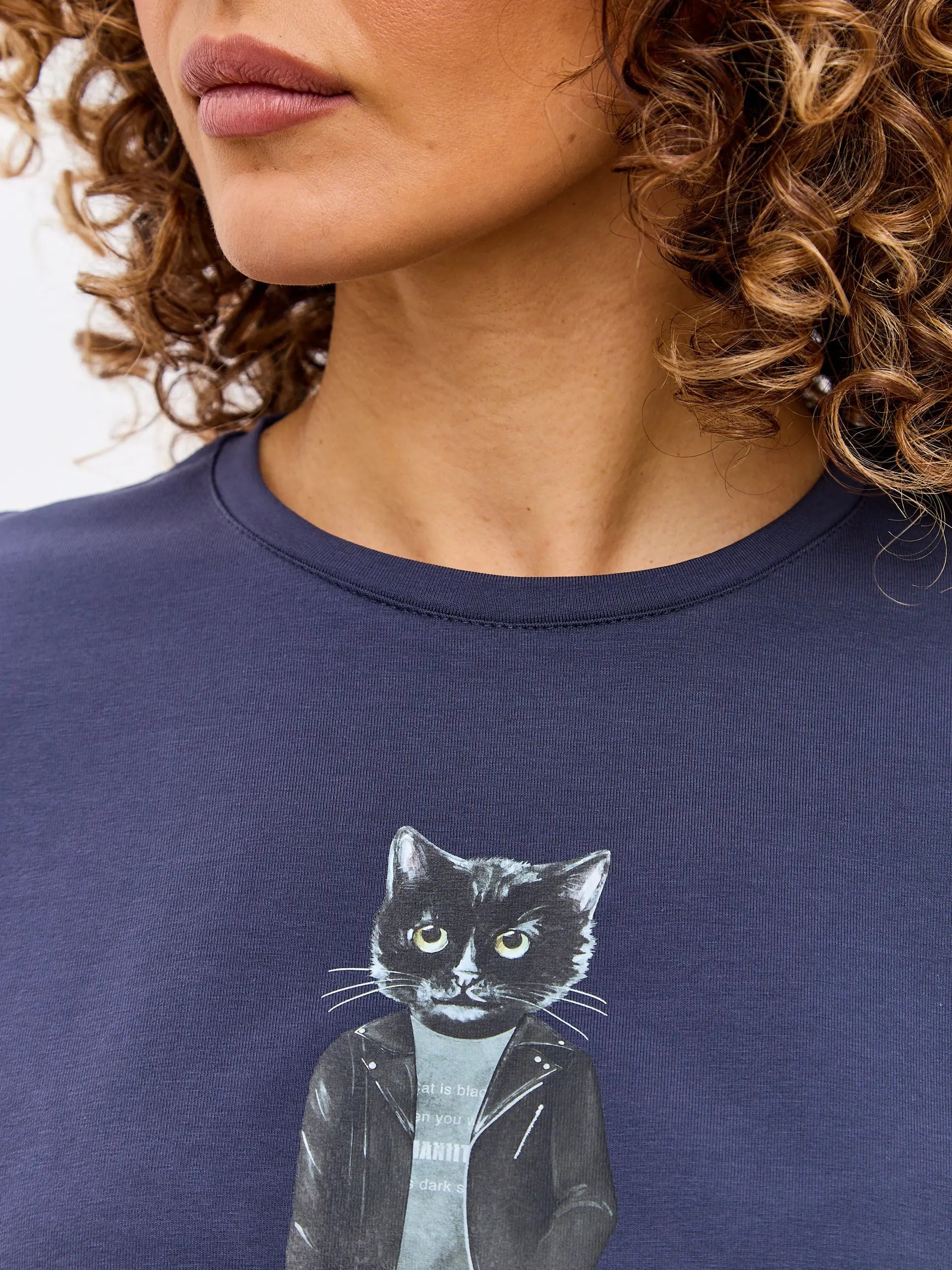 Grey Printed T-shirt ROCKER CAT - T-shirt