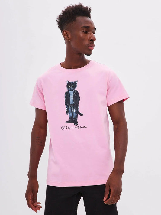 Pink t-shirt rocker cat - Funny Cat T-shirt | For Cat Lovers | CAT by maniita lacitta
