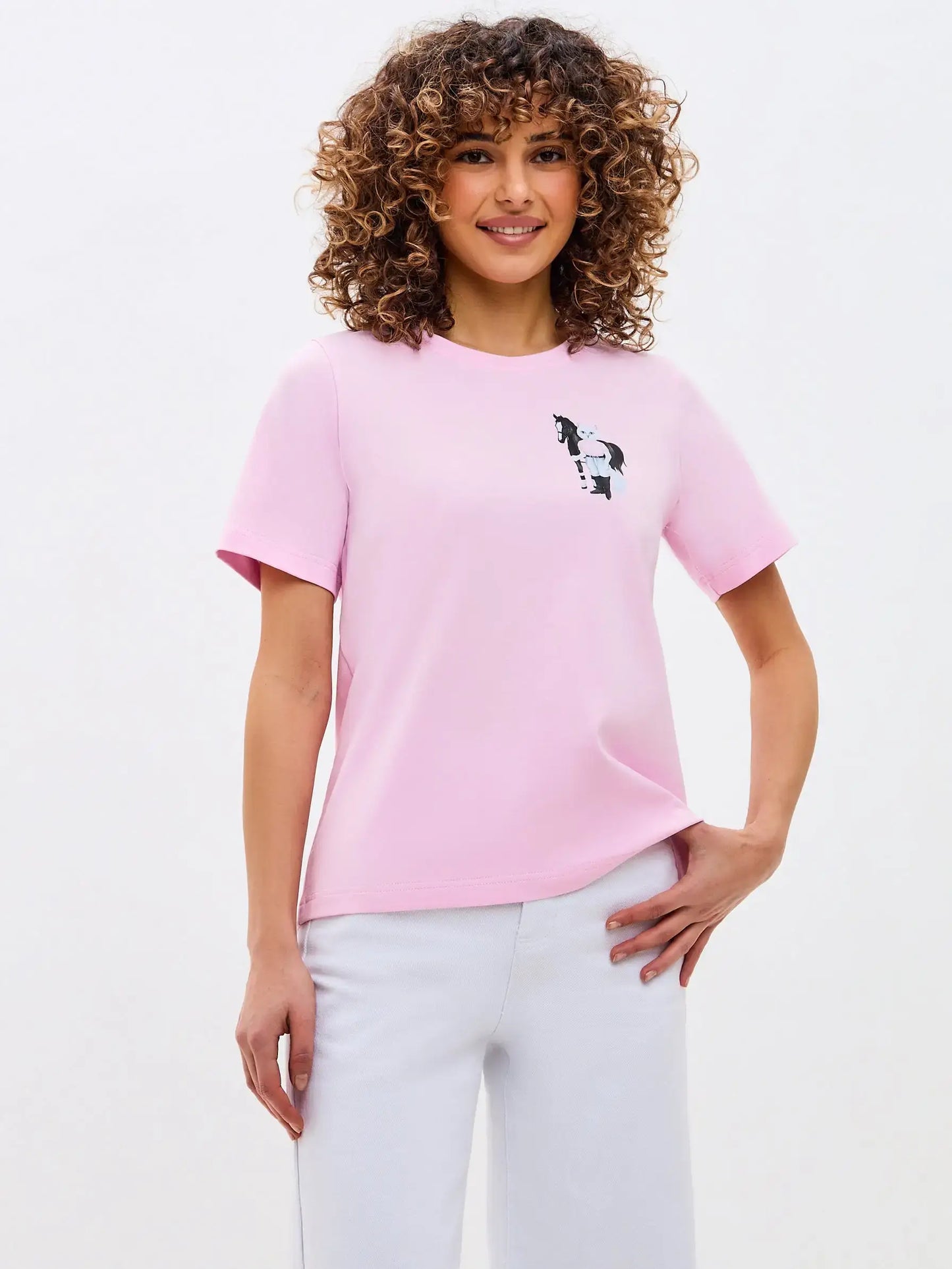 Pink Printed T-shirt WHITE RIDER CAT - T-shirt