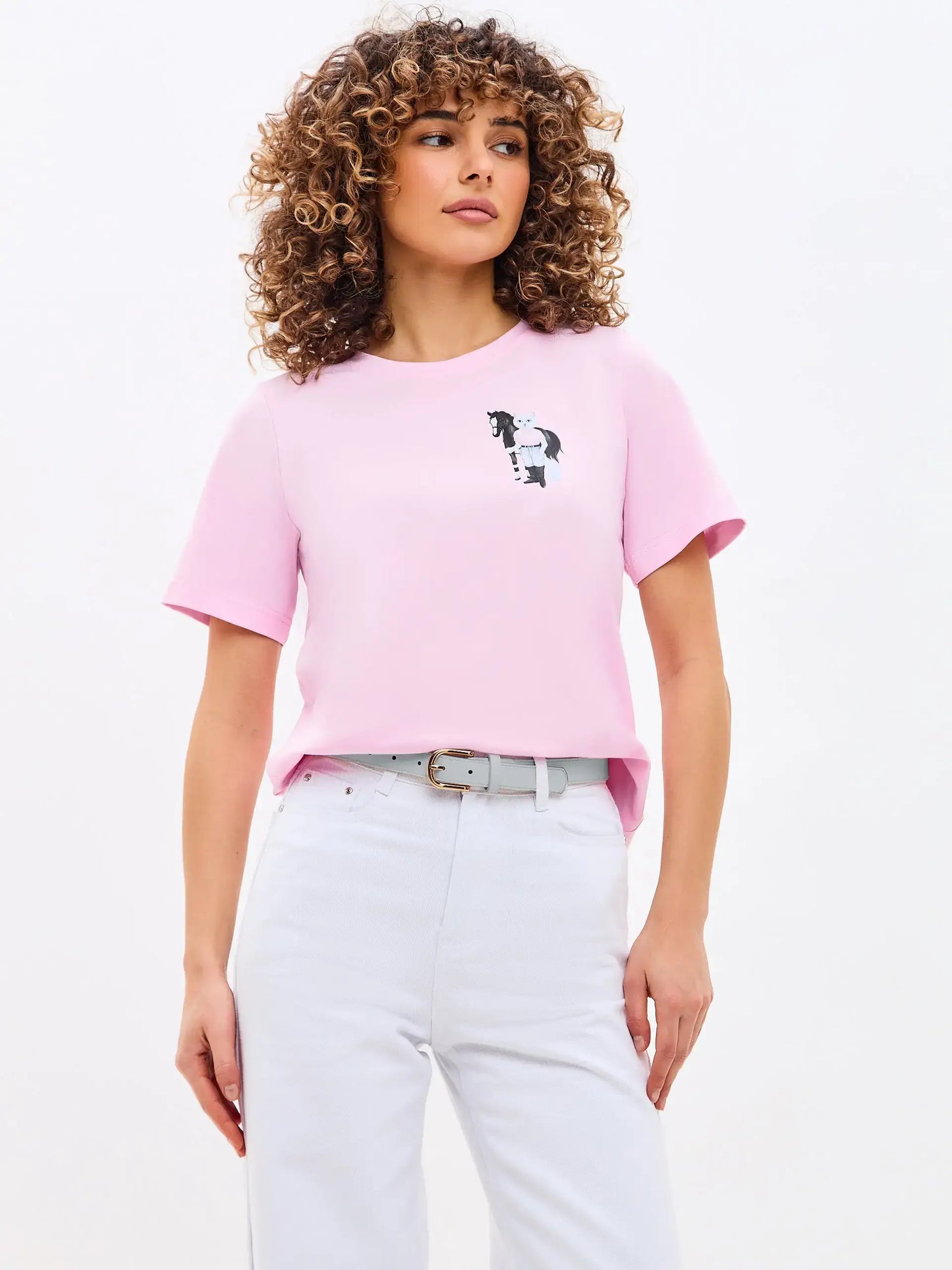 Pink Printed T-shirt WHITE RIDER CAT - T-shirt