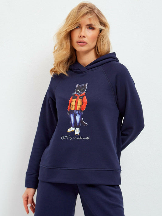 Printed Hoodie SPORT CASUAL CAT - Maniita Lacitta