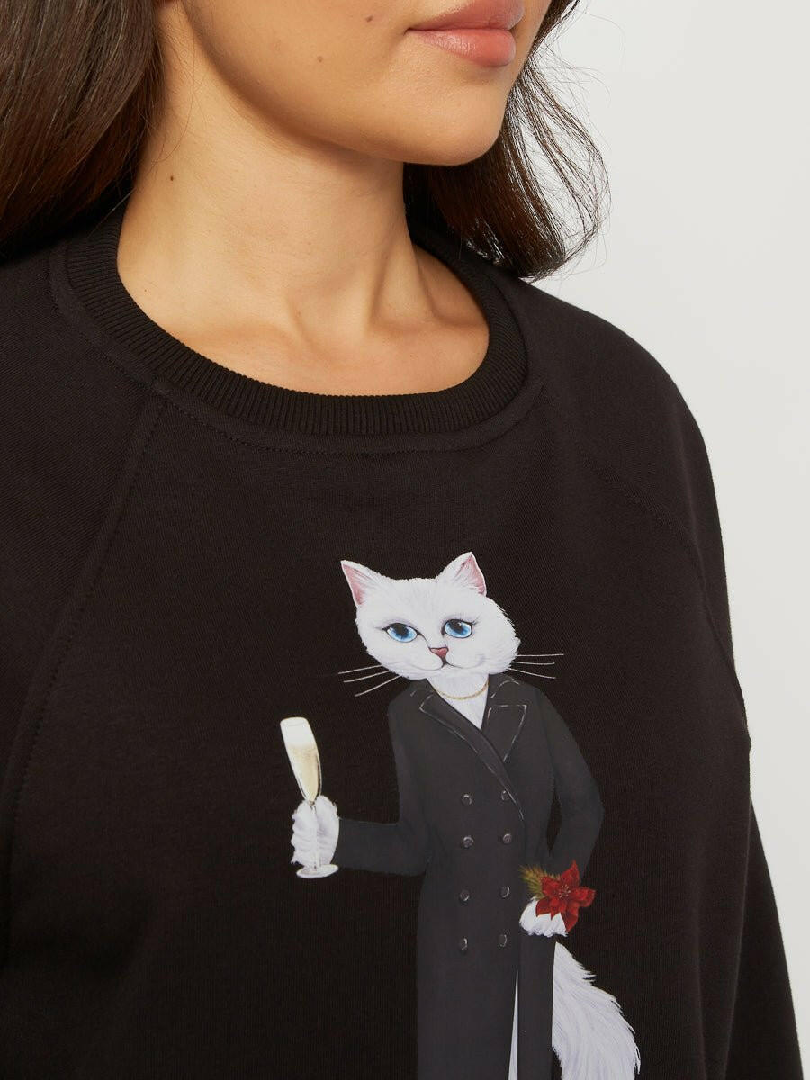 Printed Sweatshirt CHRISTMAS WHITE CAT - Maniita Lacitta