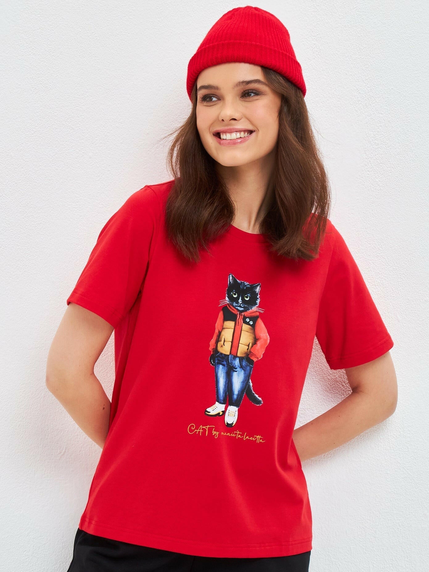 Printed T-shirt SPORT CASUAL CAT - Maniita Lacitta