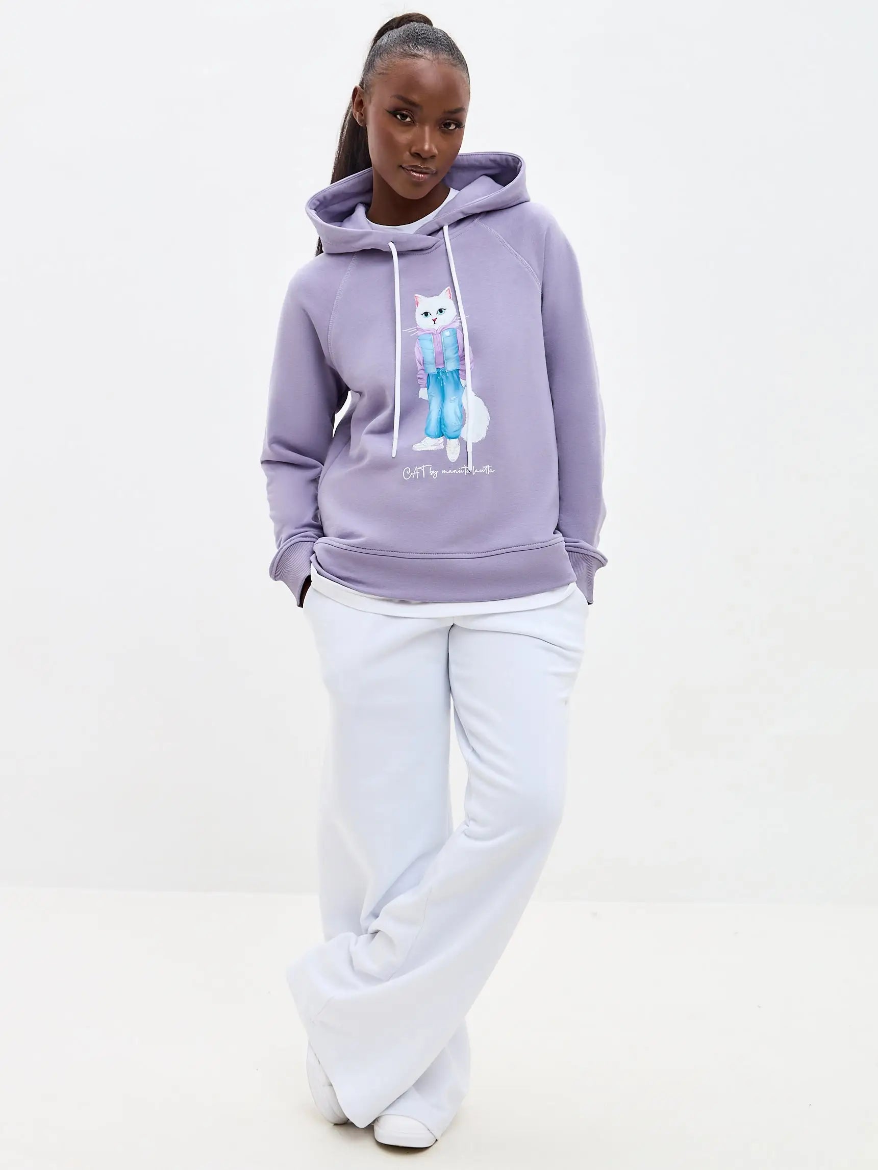 Purple hoodie white country cat - Funny Cat Hoodie & sweatshirt | For Cat Lovers | CAT by maniita