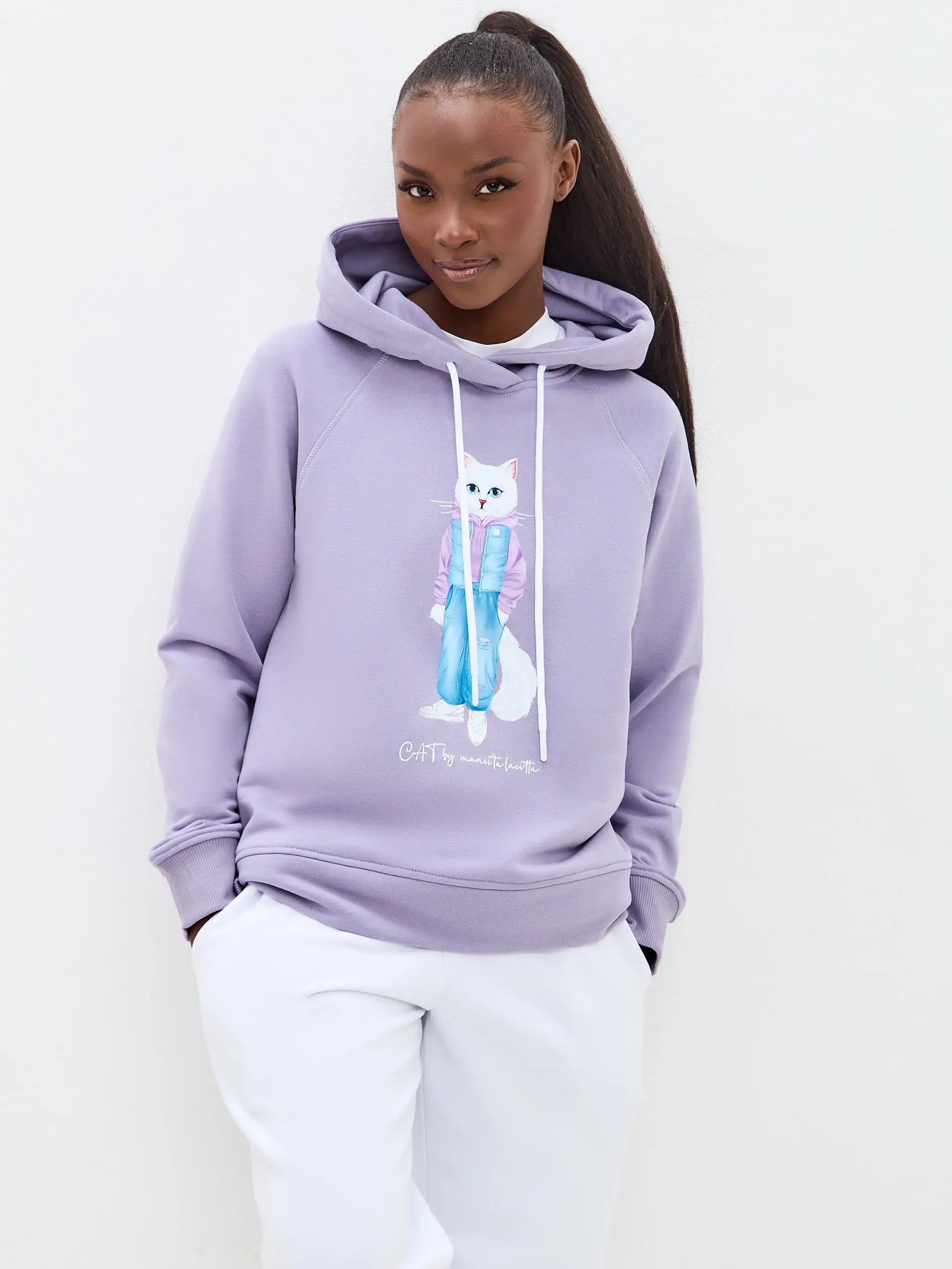Purple hoodie white country cat - Funny Cat Hoodie & sweatshirt | For Cat Lovers | CAT by maniita
