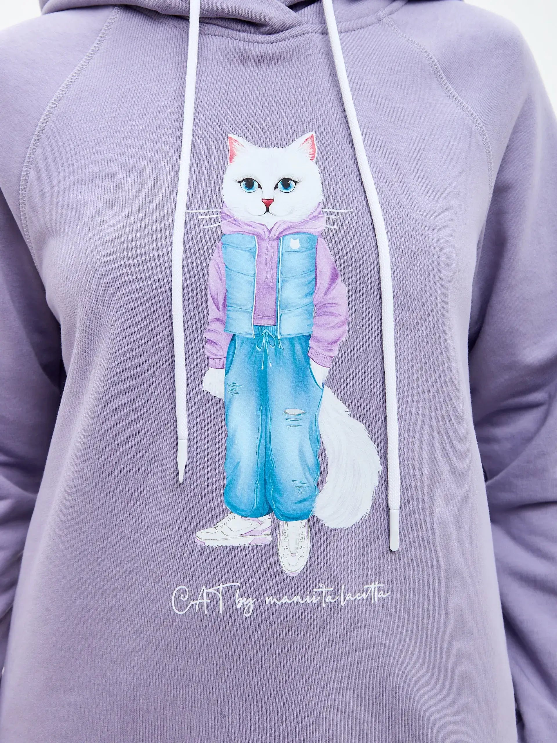 Purple Printed Hoodie WHITE COUNTRY CAT - Hoodie & sweatshirt